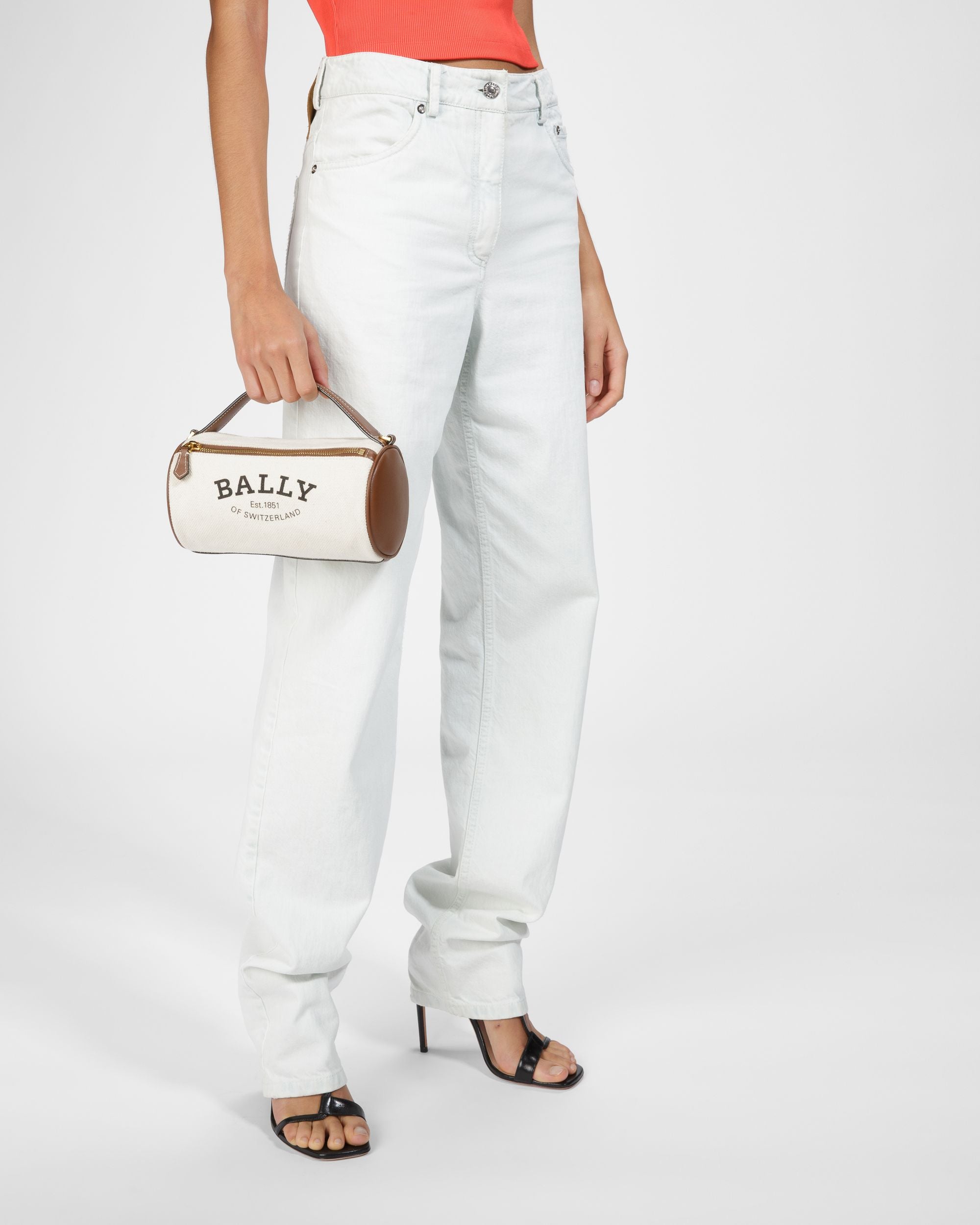 Calyn Fabric Crossbody Bag In Natural - Women's - Bally - 02