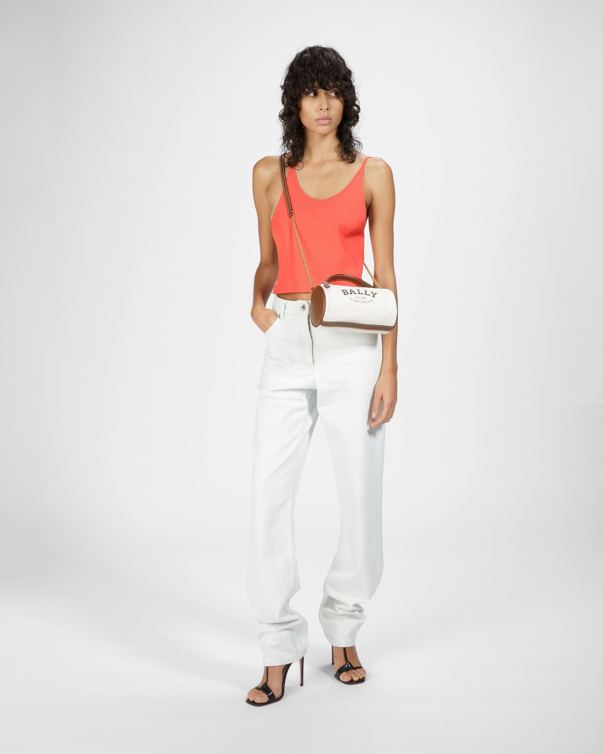 Calyn Fabric Crossbody Bag In Natural - Women's - Bally - 06
