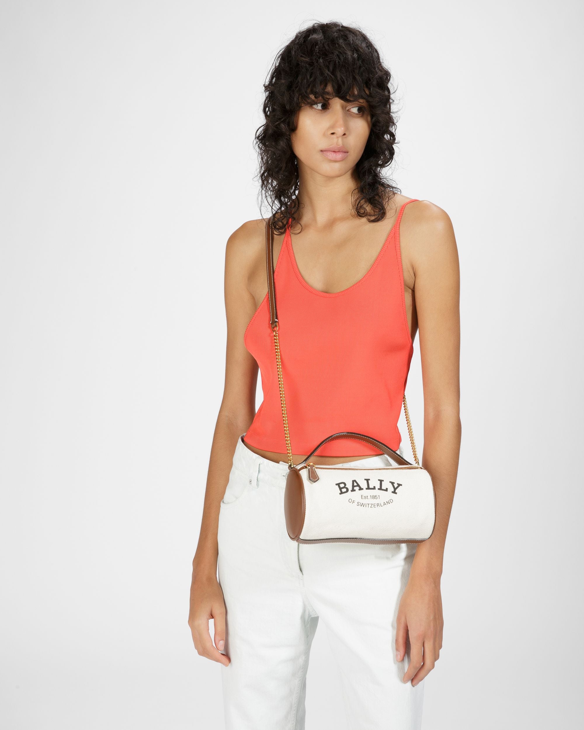 Calyn Fabric Crossbody Bag In Natural - Women's - Bally - 08