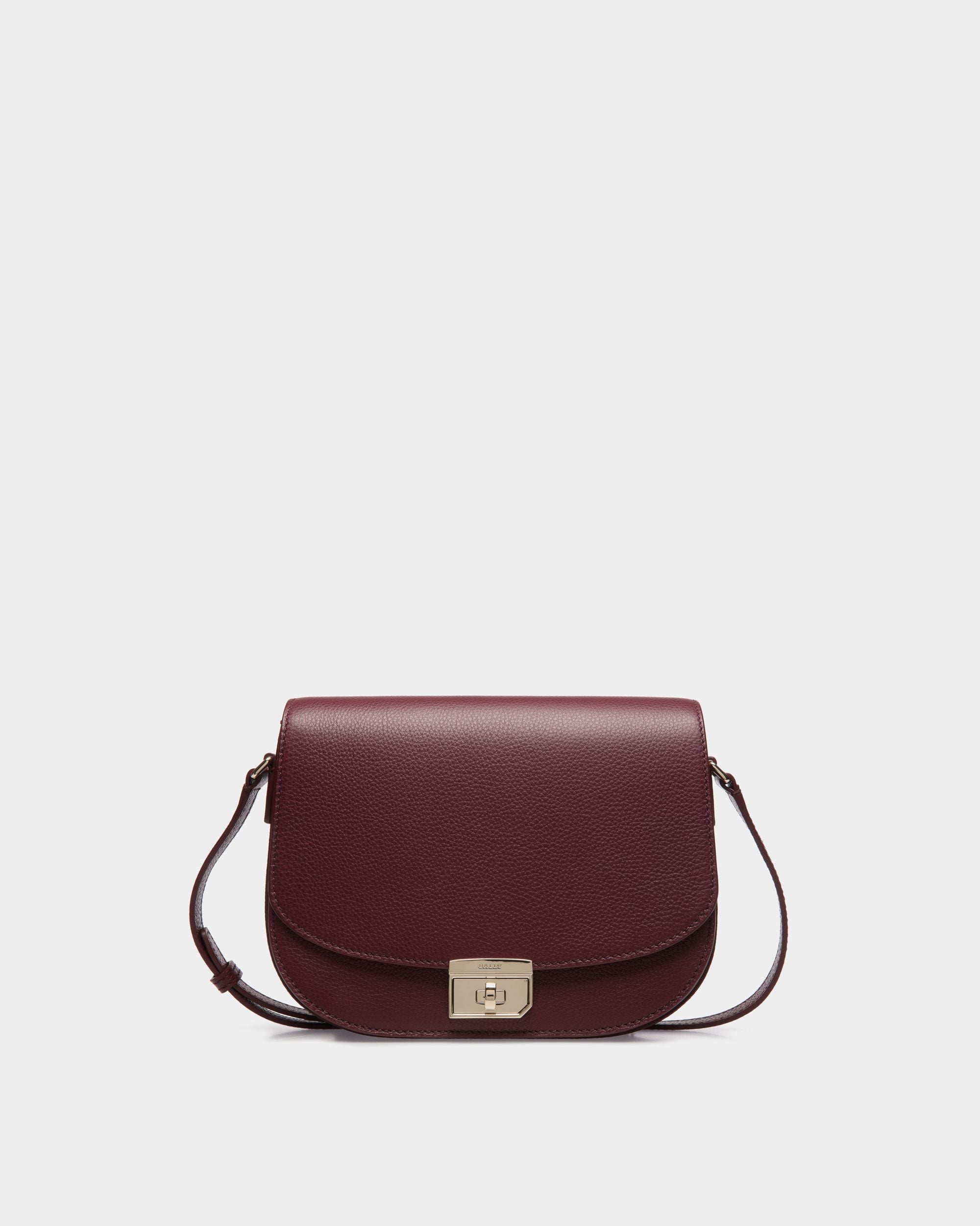 Crossbody In Burgundy Leather - Women's - Bally - 01