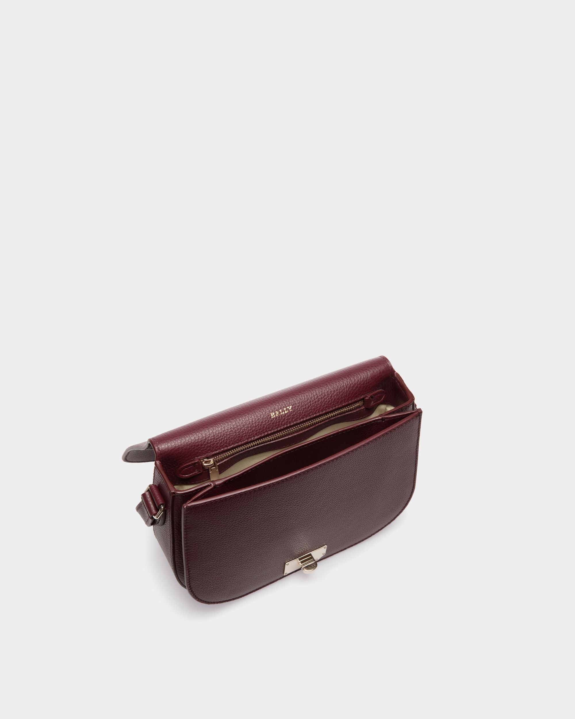 Crossbody In Burgundy Leather - Women's - Bally - 04