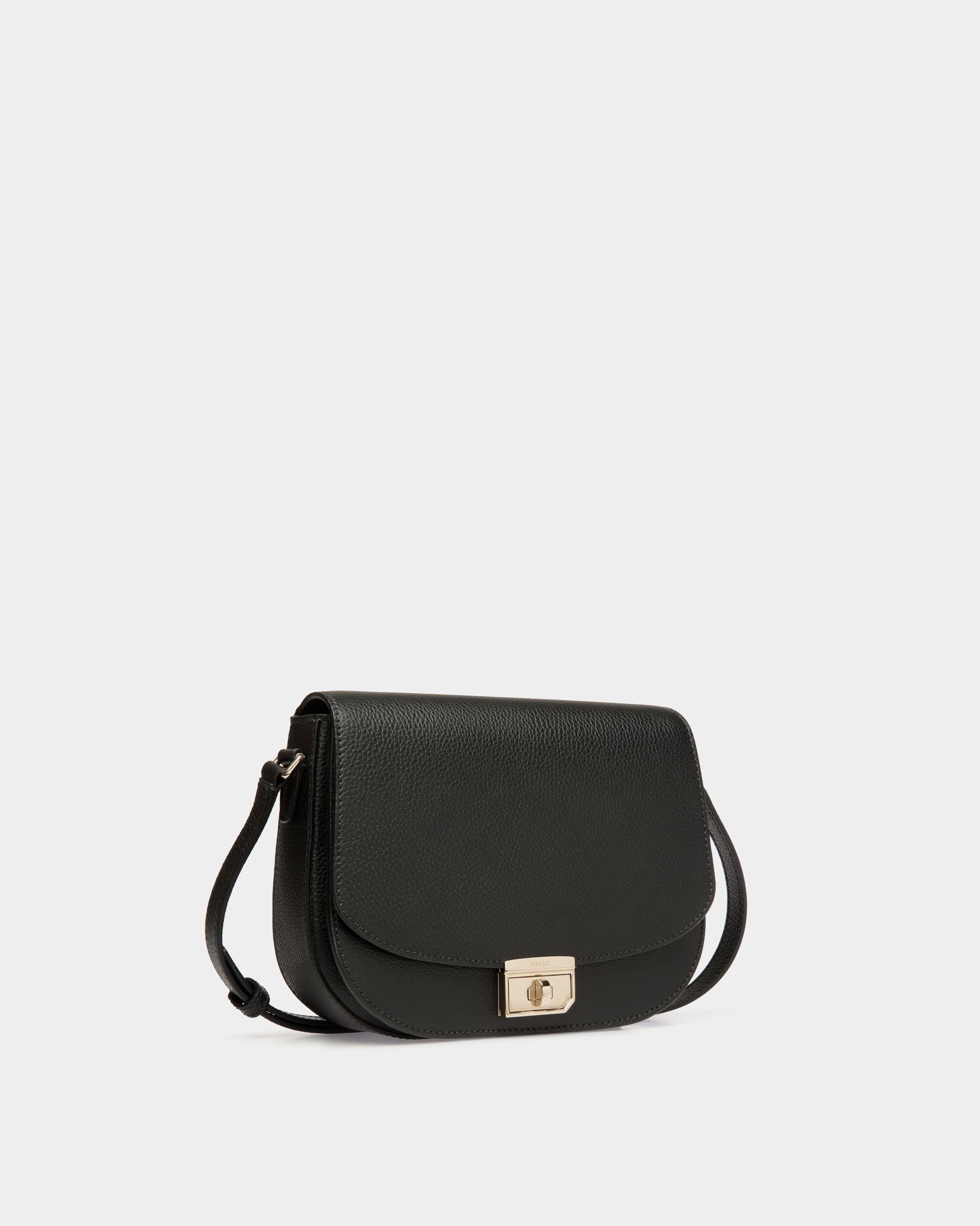 Crossbody Bag in Black Embossed Leather - Women's - Bally - 03