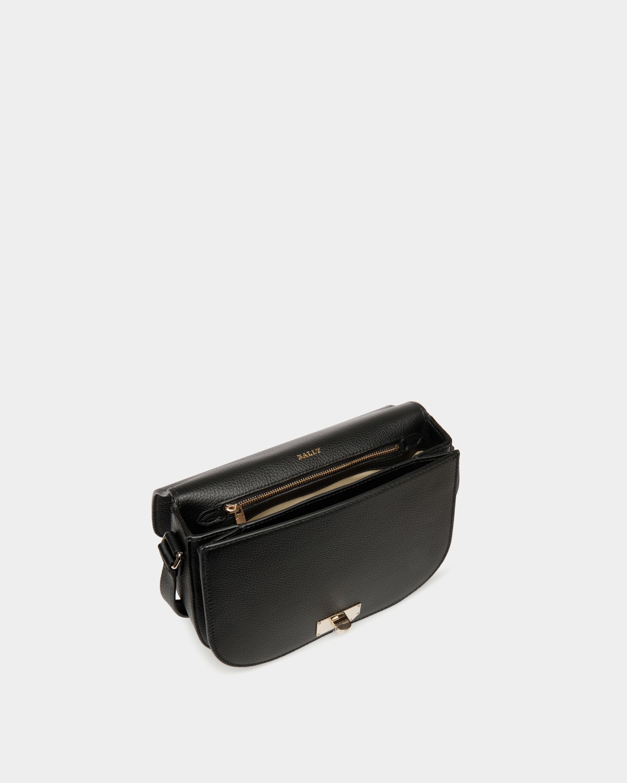 Crossbody Bag in Black Embossed Leather - Women's - Bally - 04