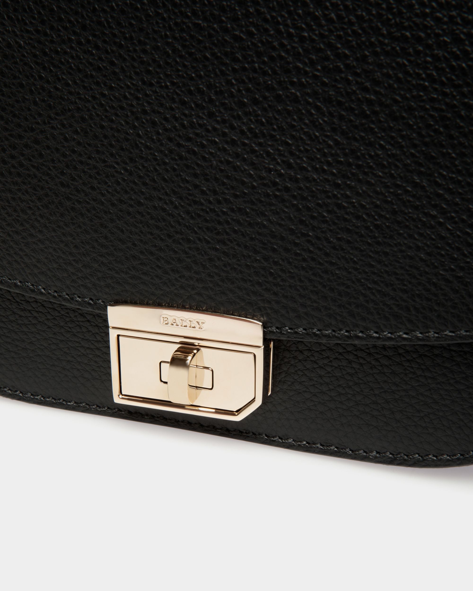 Crossbody Bag in Black Embossed Leather - Women's - Bally - 05
