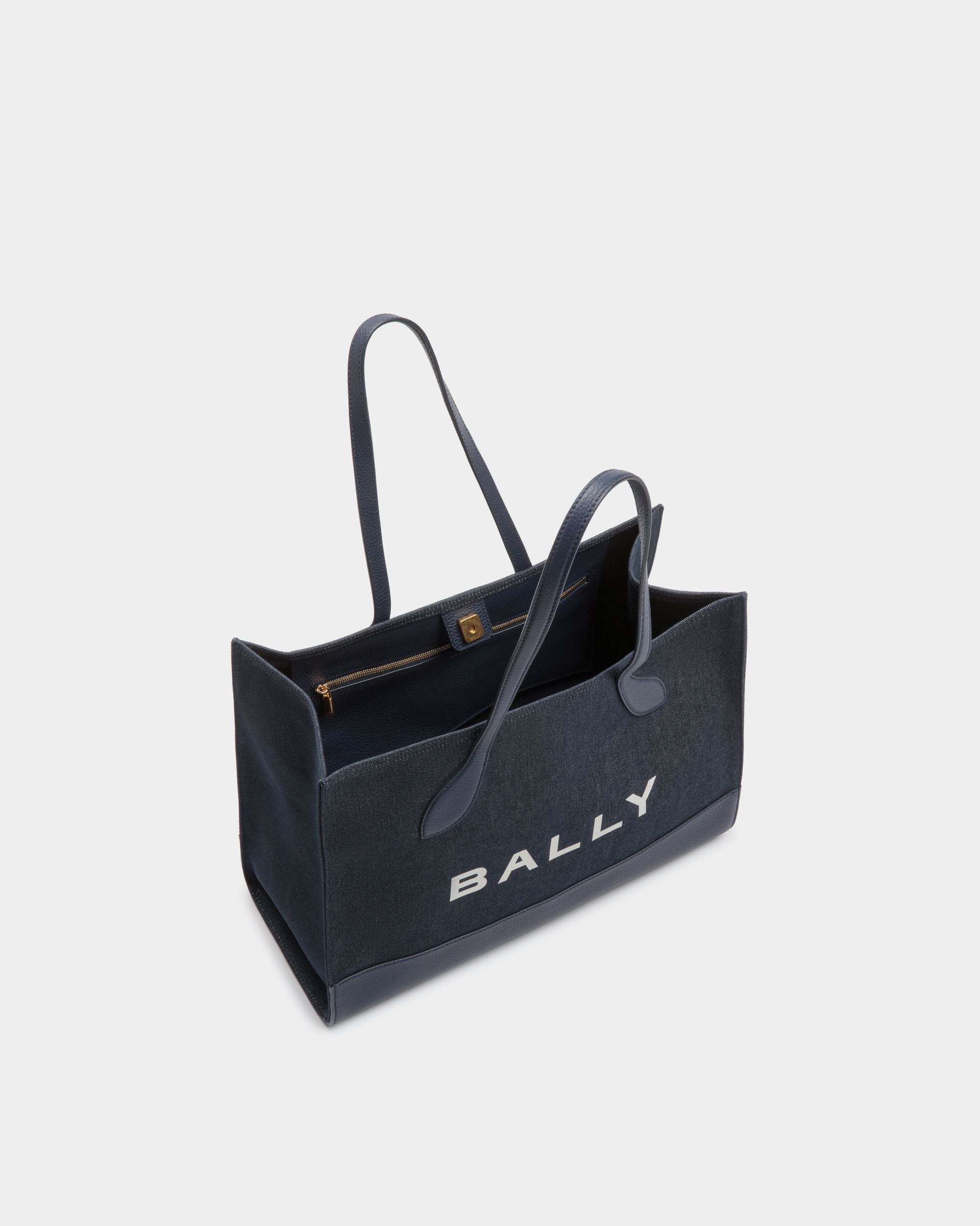 Bar Tote Bag in Blue Denim - Women's - Bally - 04