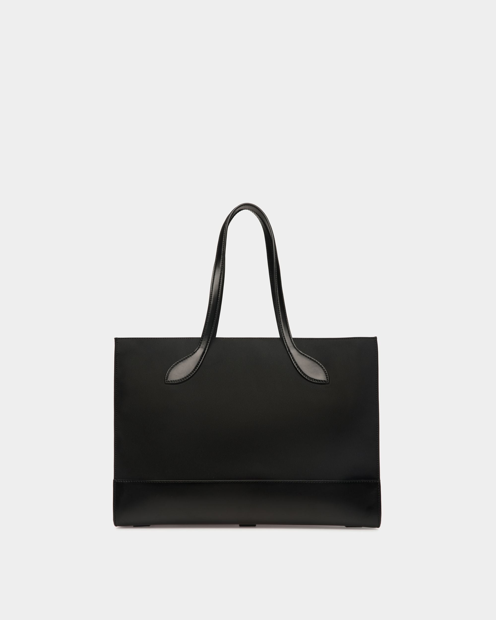 Bar Tote Bag In Black Nylon And Leather - Women's - Bally - 03