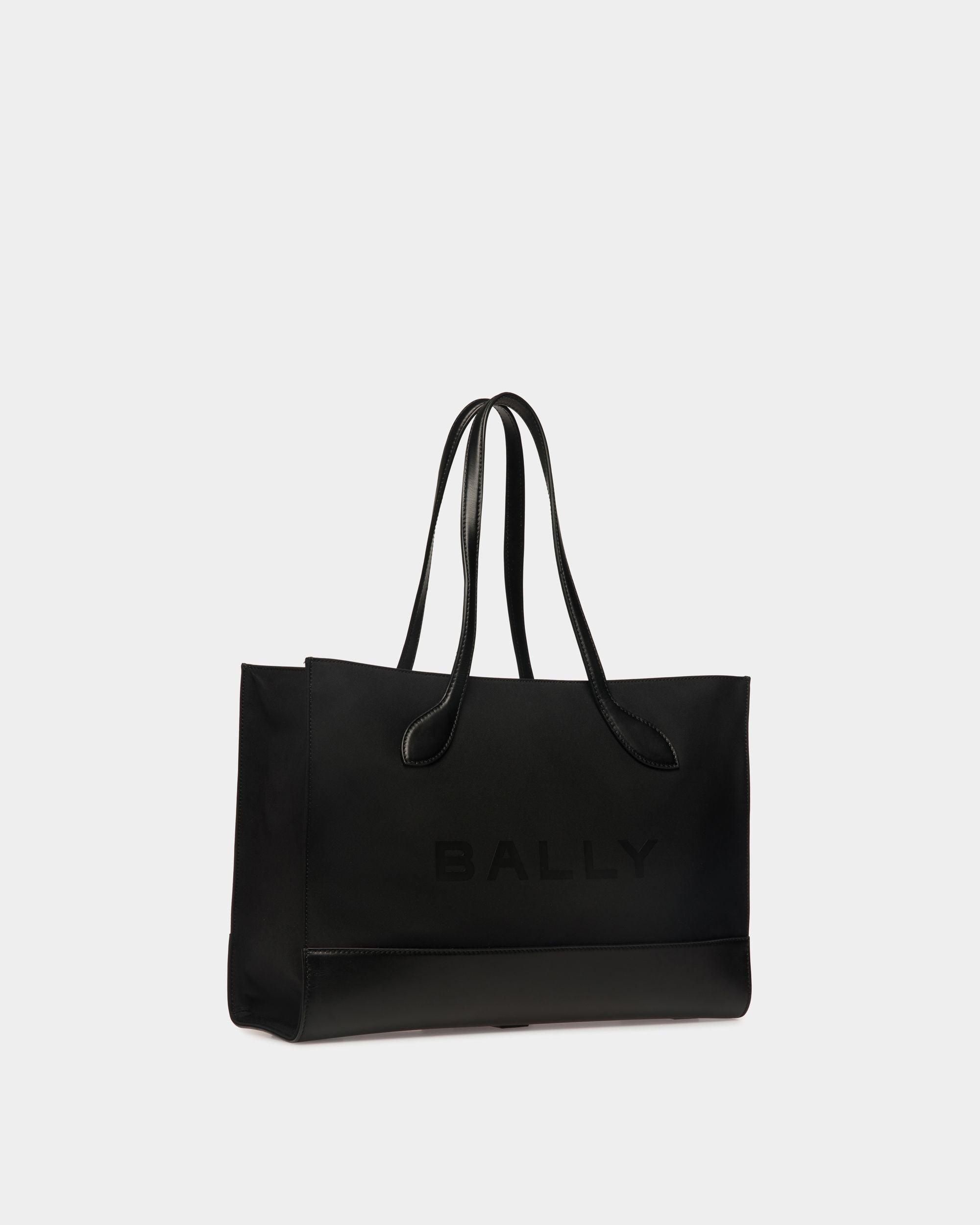 Bar Tote Bag In Black Nylon And Leather - Women's - Bally - 04