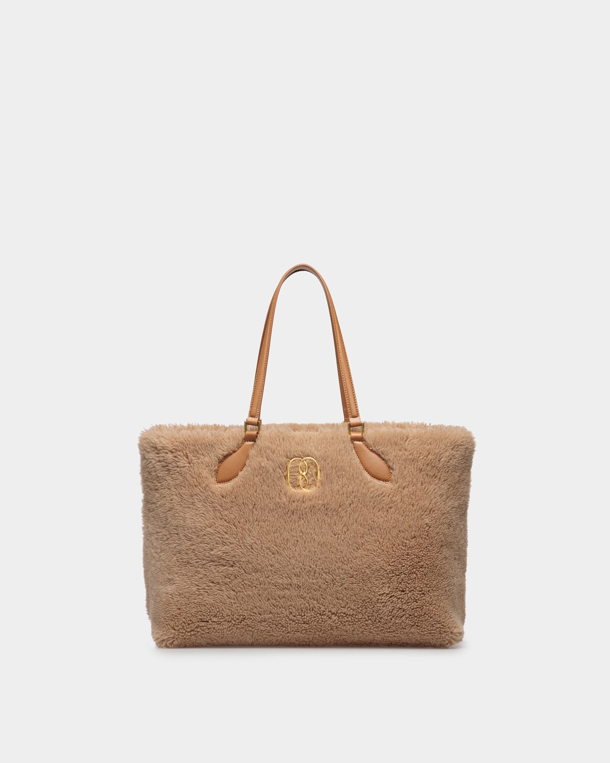Emblem Tote In Beige Wool - Women's - Bally - 01