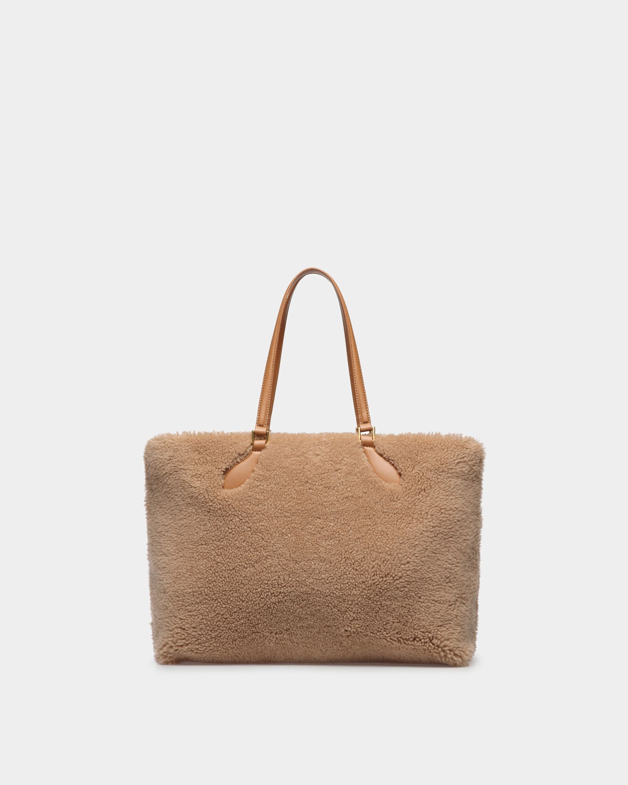 Emblem Tote In Beige Wool - Women's - Bally - 02
