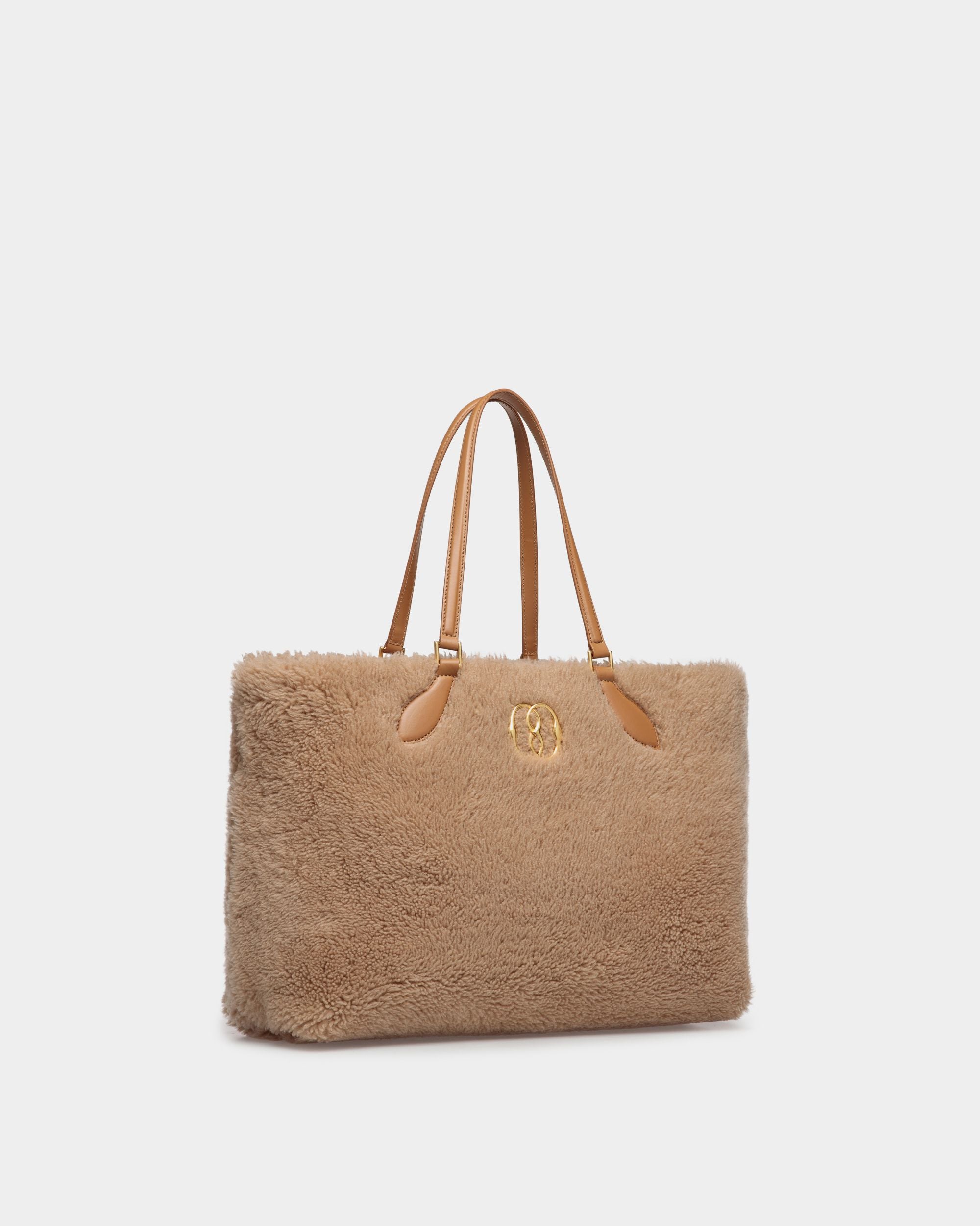 Emblem Tote In Beige Wool - Women's - Bally - 03