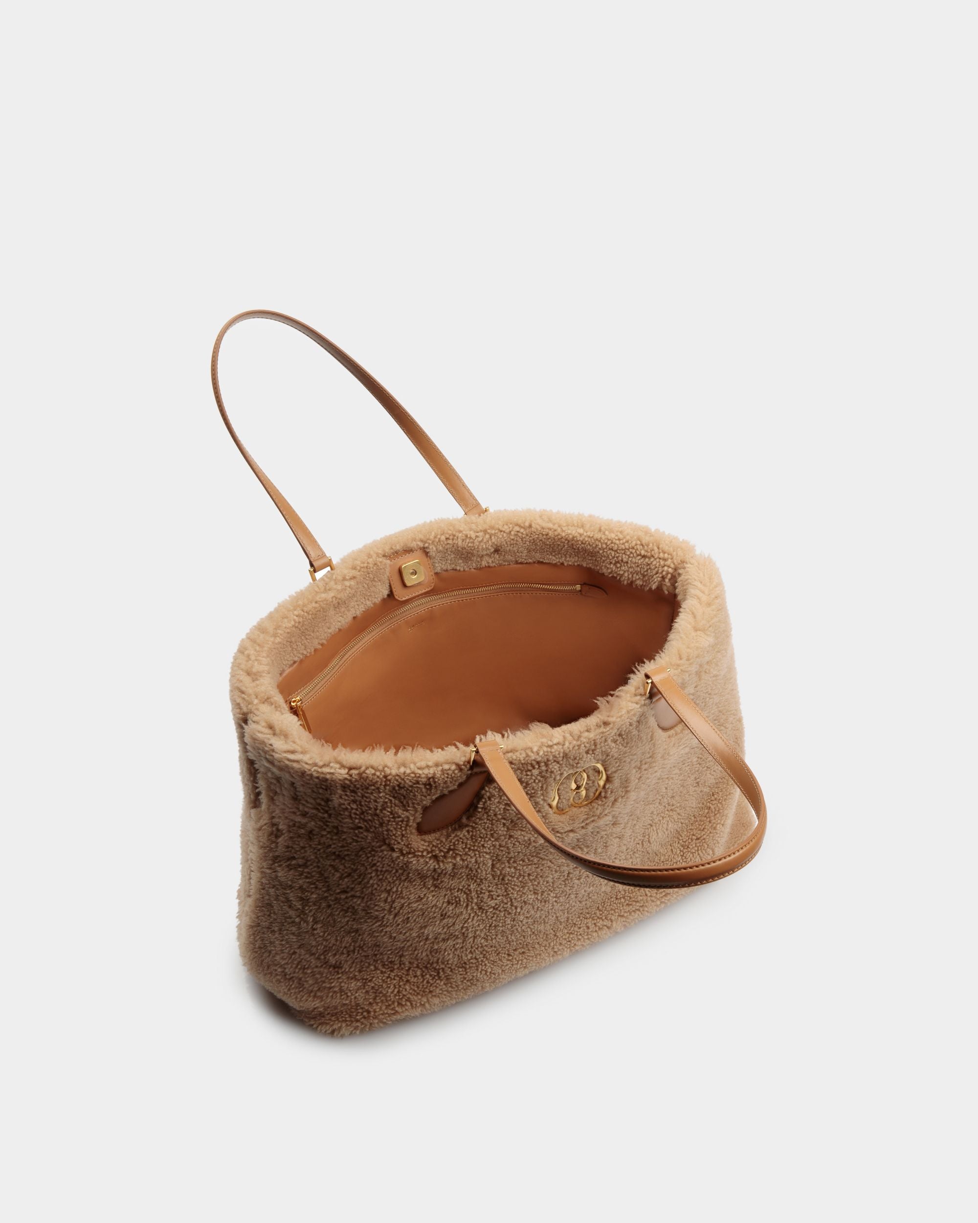 Emblem Tote In Beige Wool - Women's - Bally - 04