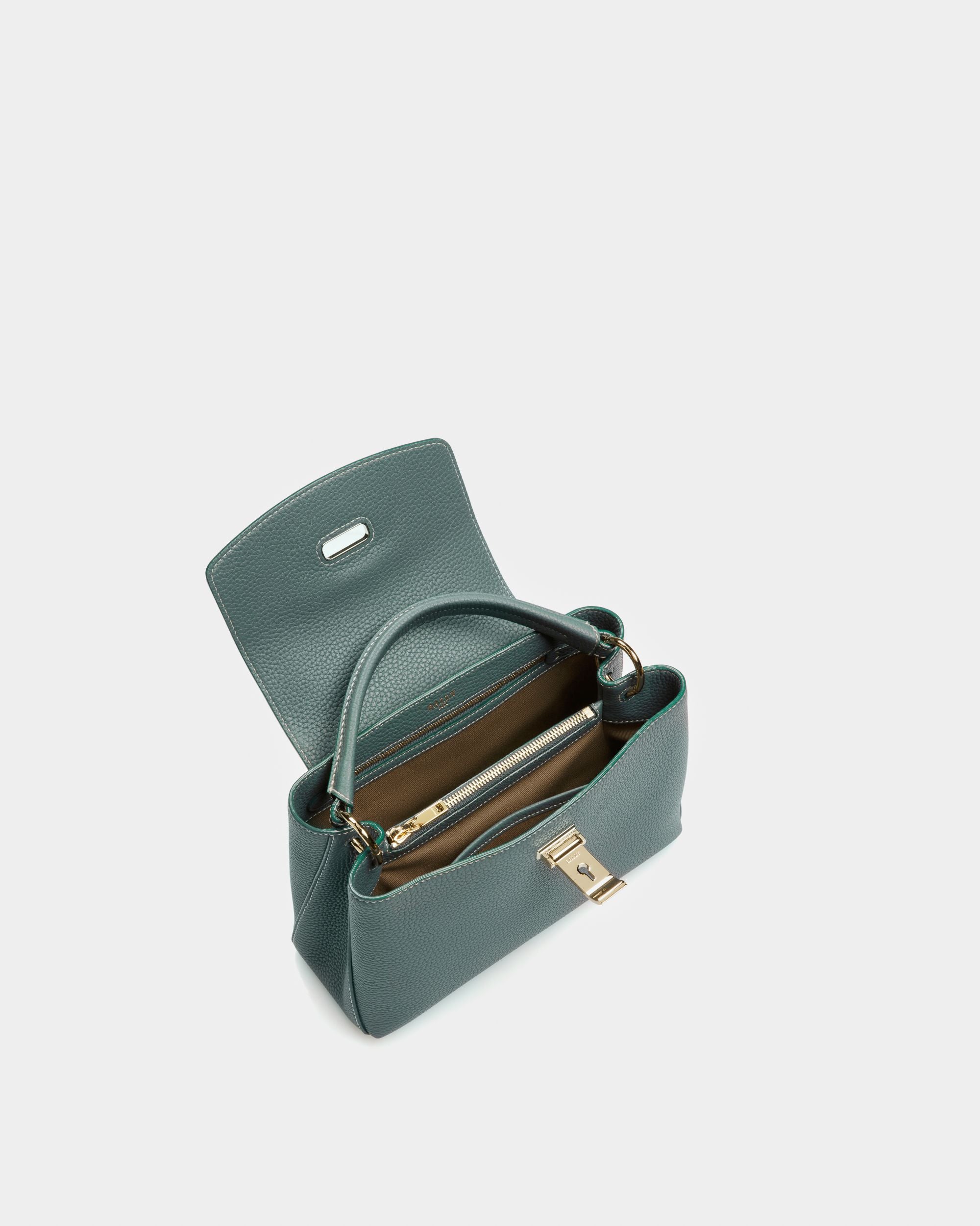 Layka Small Leather Top Handle Bag In Dark Green - Women's - Bally - 04