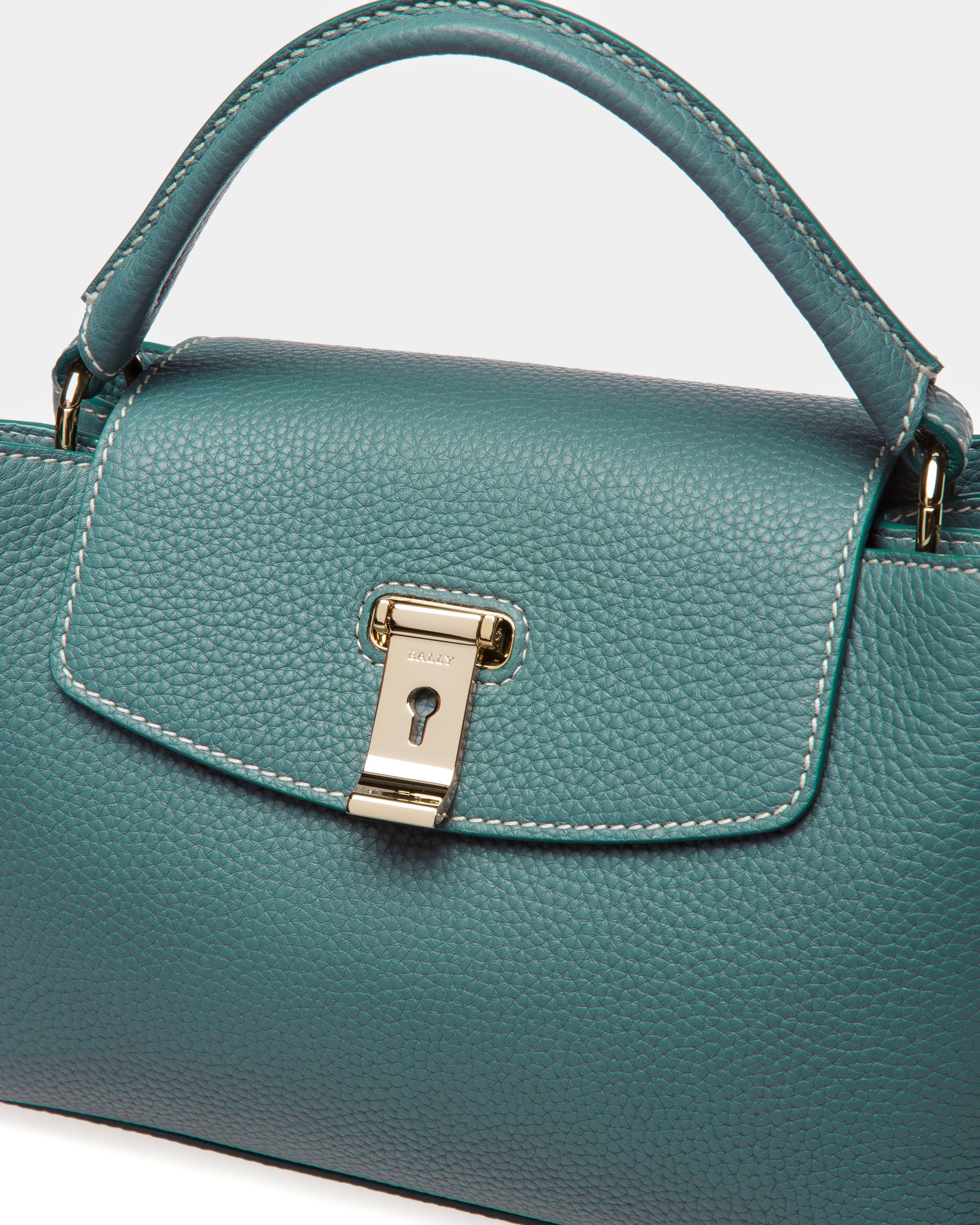 Layka Small Leather Top Handle Bag In Dark Green - Women's - Bally - 05
