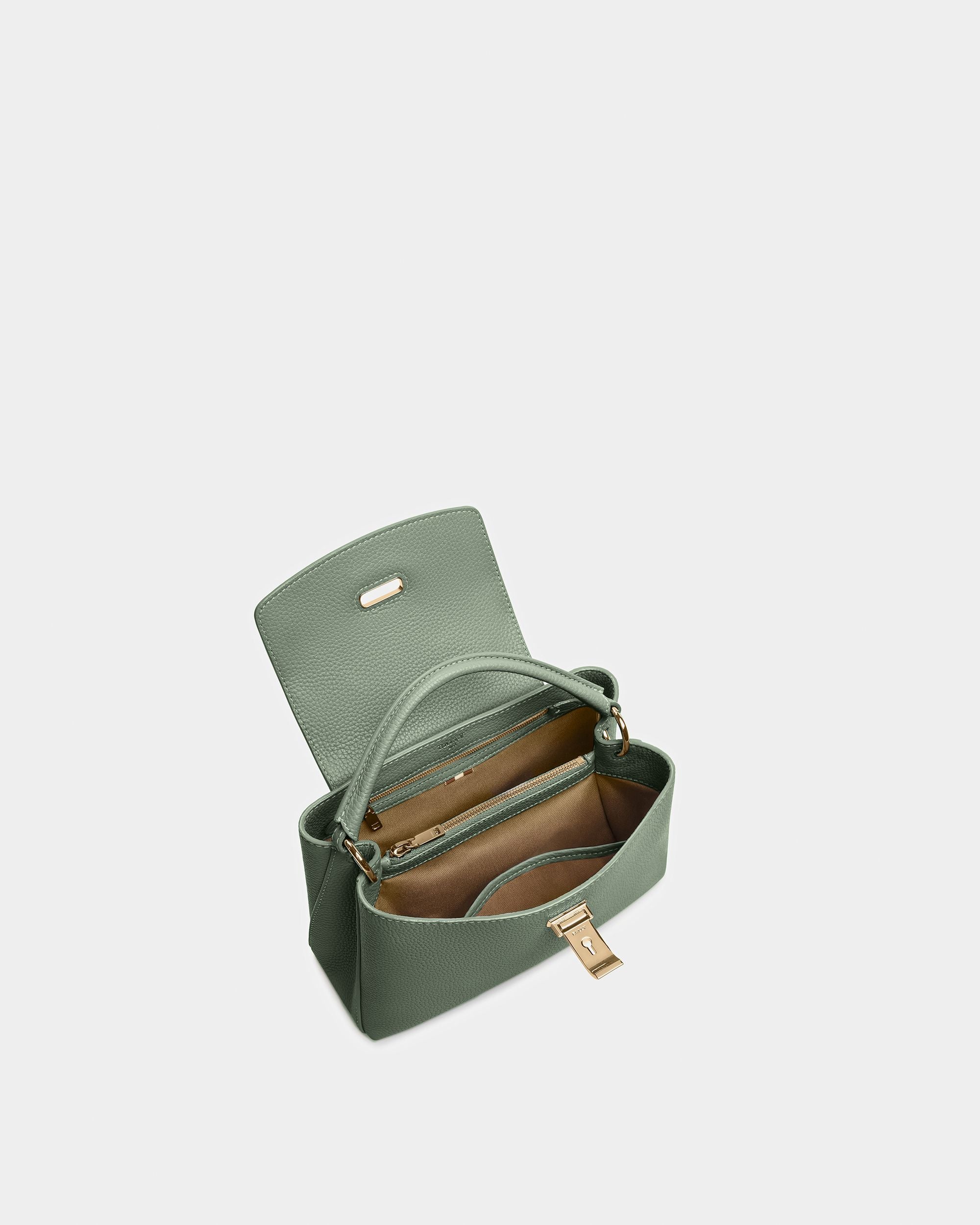 Layka Small Leather Top Handle Purse In Sage - Women's - Bally - 02