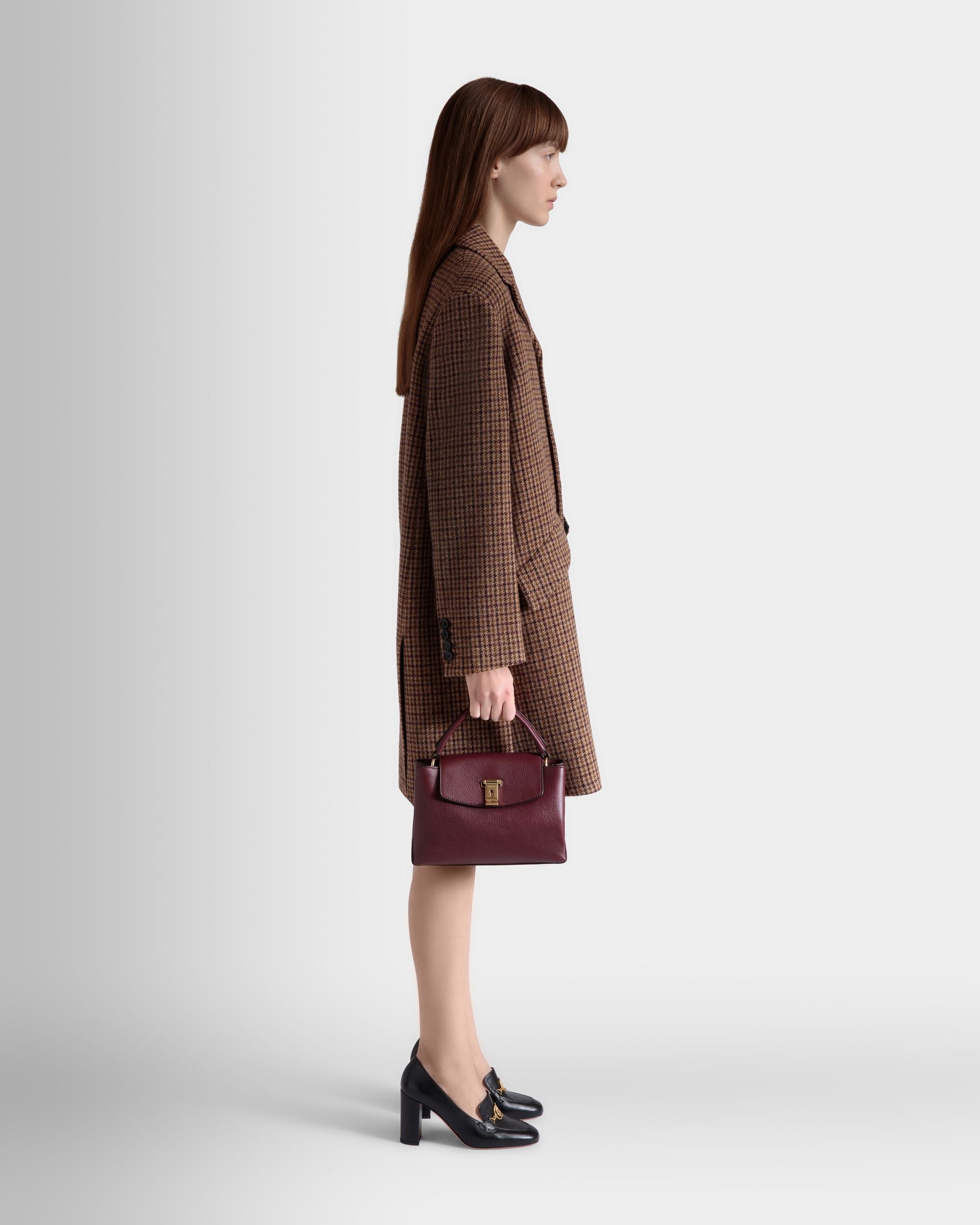 Lock Me Small Top Handle Bag In Andorra Grained Leather - Women's - Bally - 02