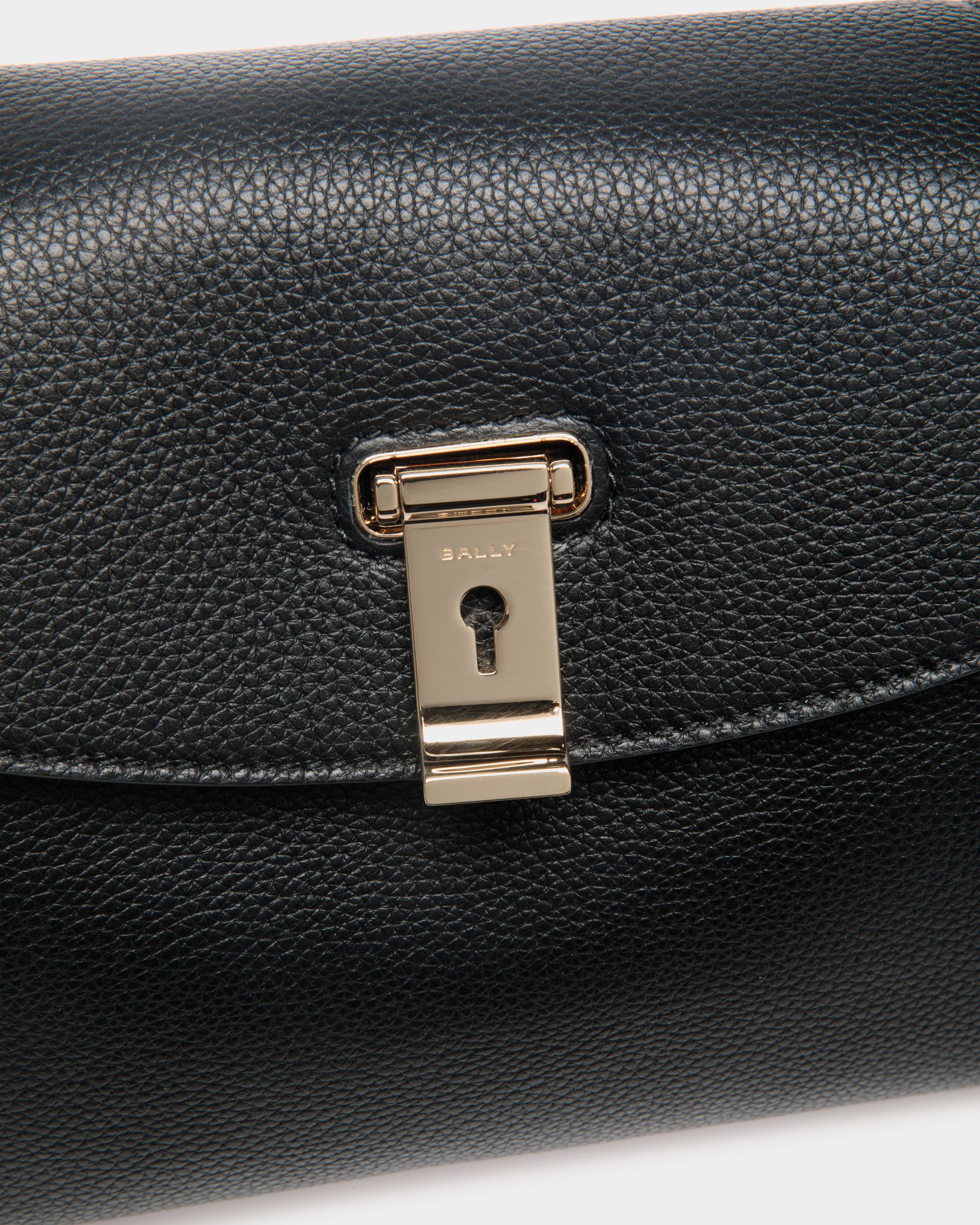 Lock Me Small Top Handle Bag In Black Grained Leather - Women's - Bally - 05