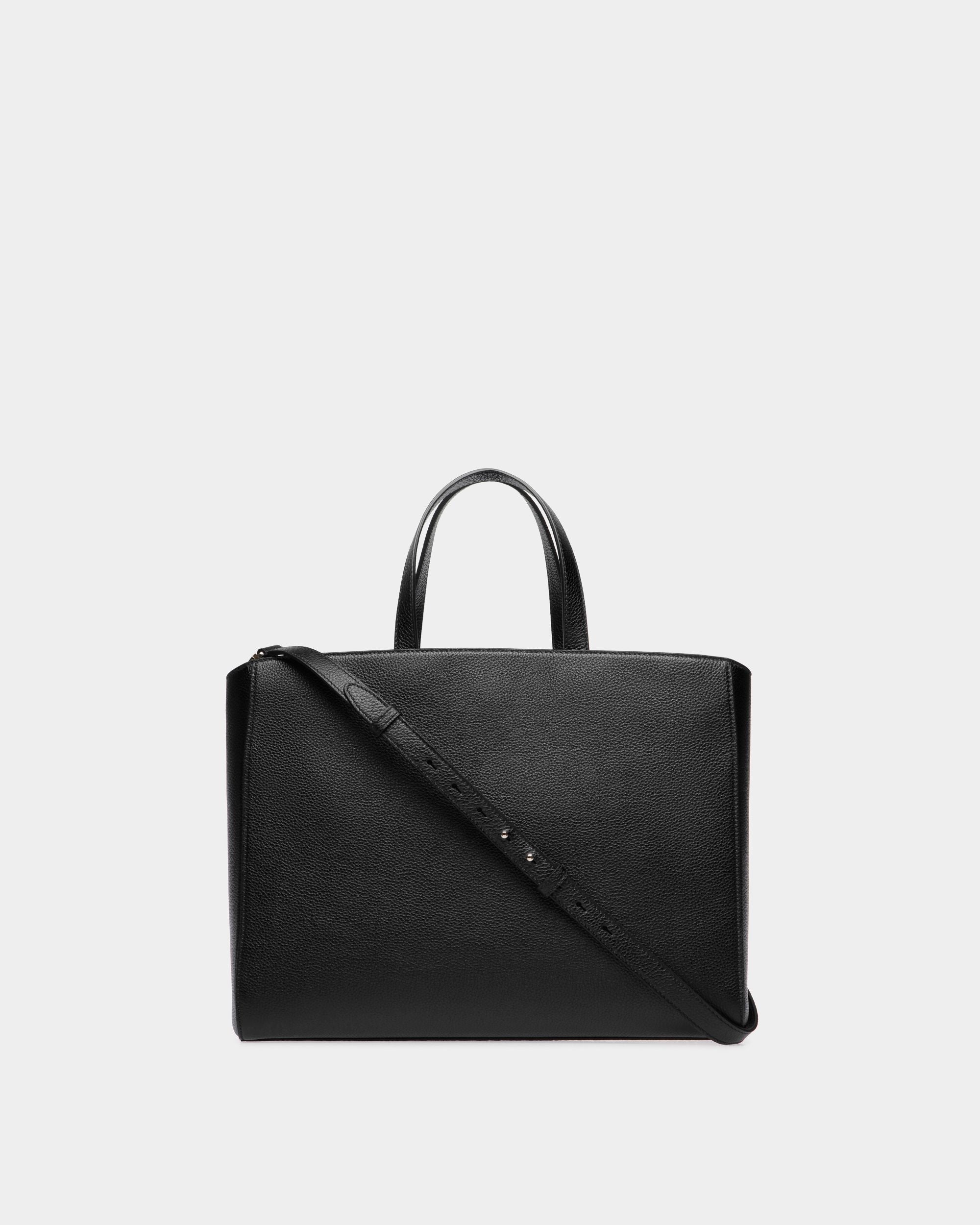 Lock Me Tote Bag In Black Grained Leather - Women's - Bally - 02