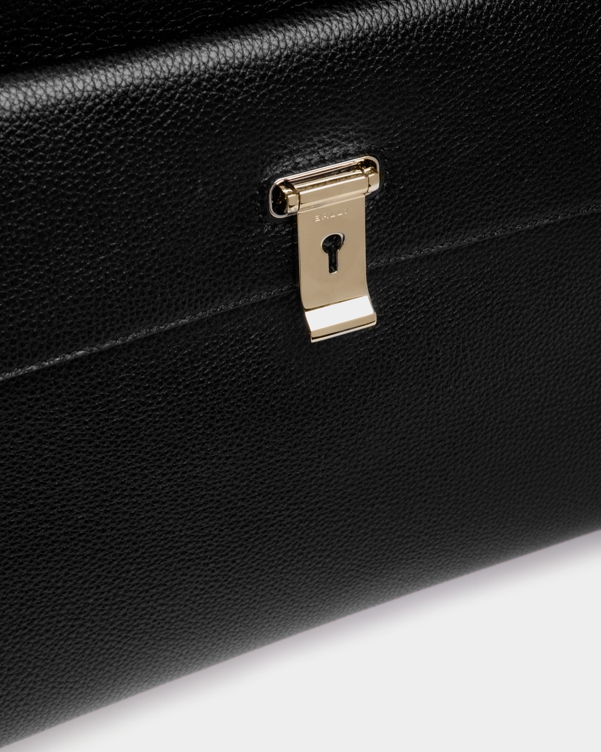 Lock Me Tote Bag In Black Grained Leather - Women's - Bally - 05