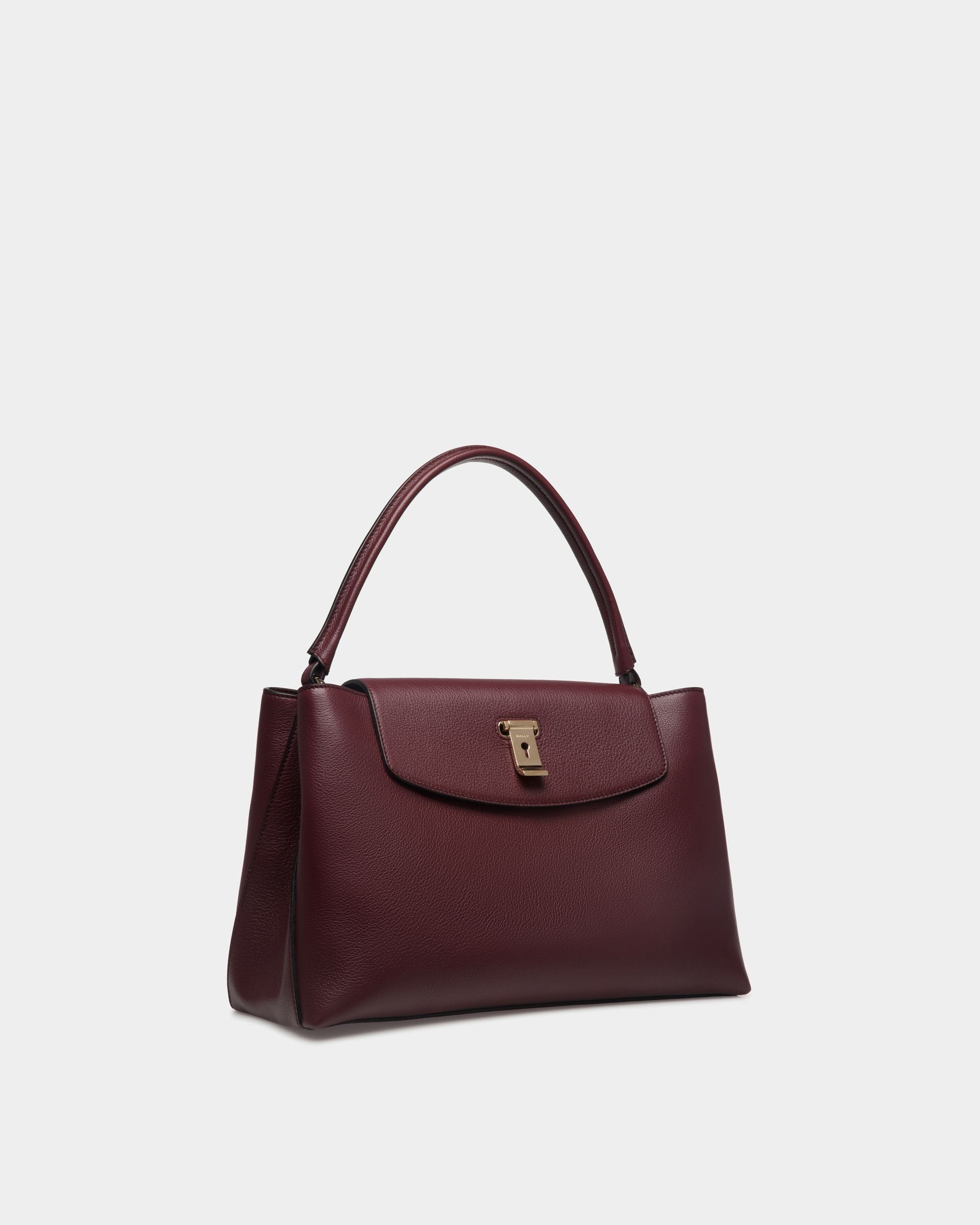 Lock Me Top Handle Bag In Andorra Grained Leather - Women's - Bally - 04