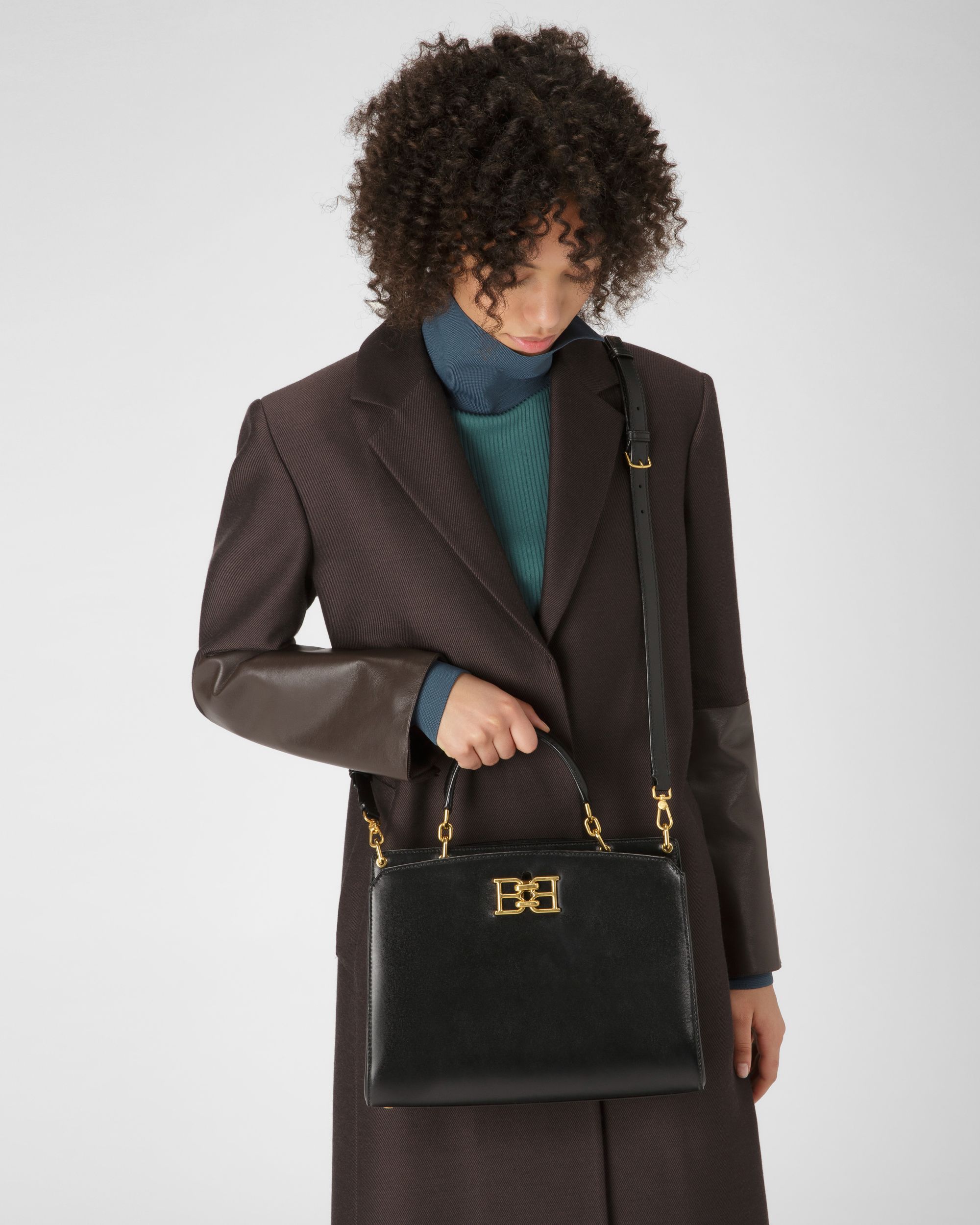 Bonnye Leather Top Handle Bag In Black - Women's - Bally - 02