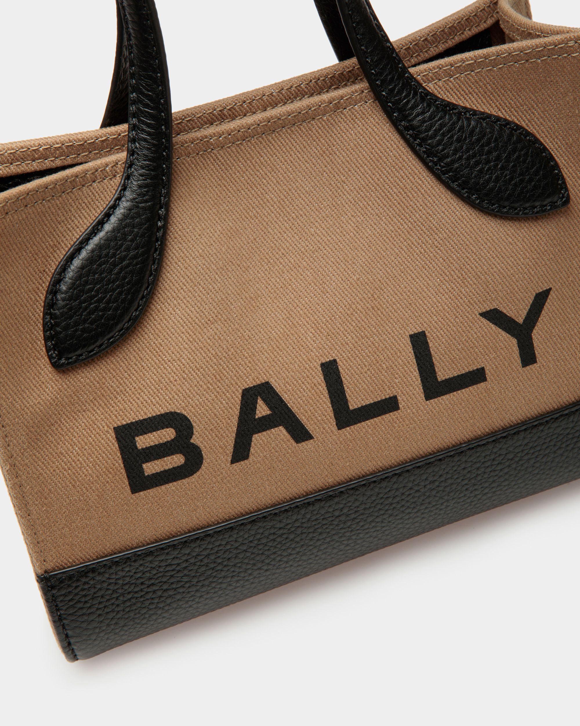 Women s Bar Minibag In Sand And Black Fabric Bally