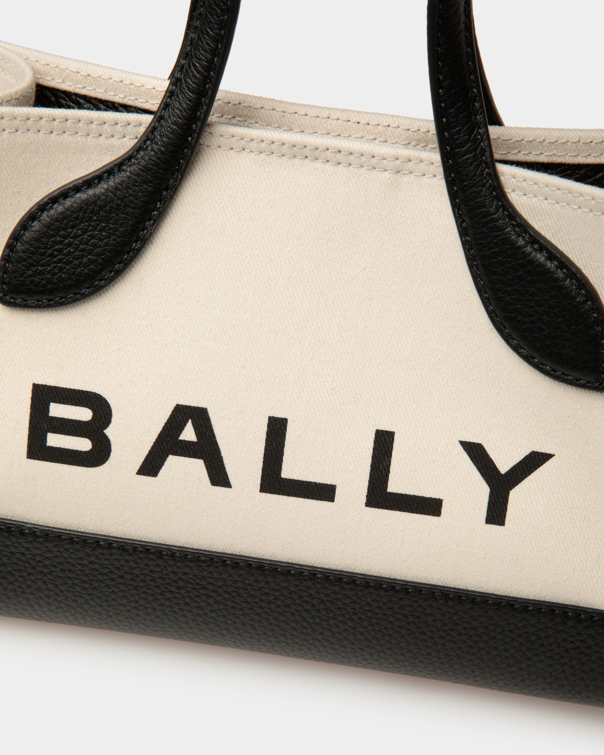 Bar Minibag In Natural And Black Fabric - Women's - Bally - 05