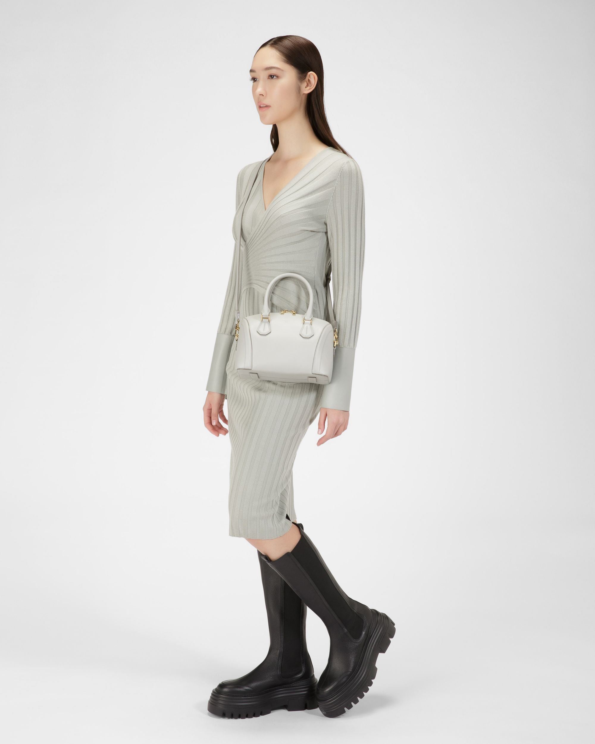 Saffi Small Leather Crossbody Bag In Light Blue - Women's - Bally - 01