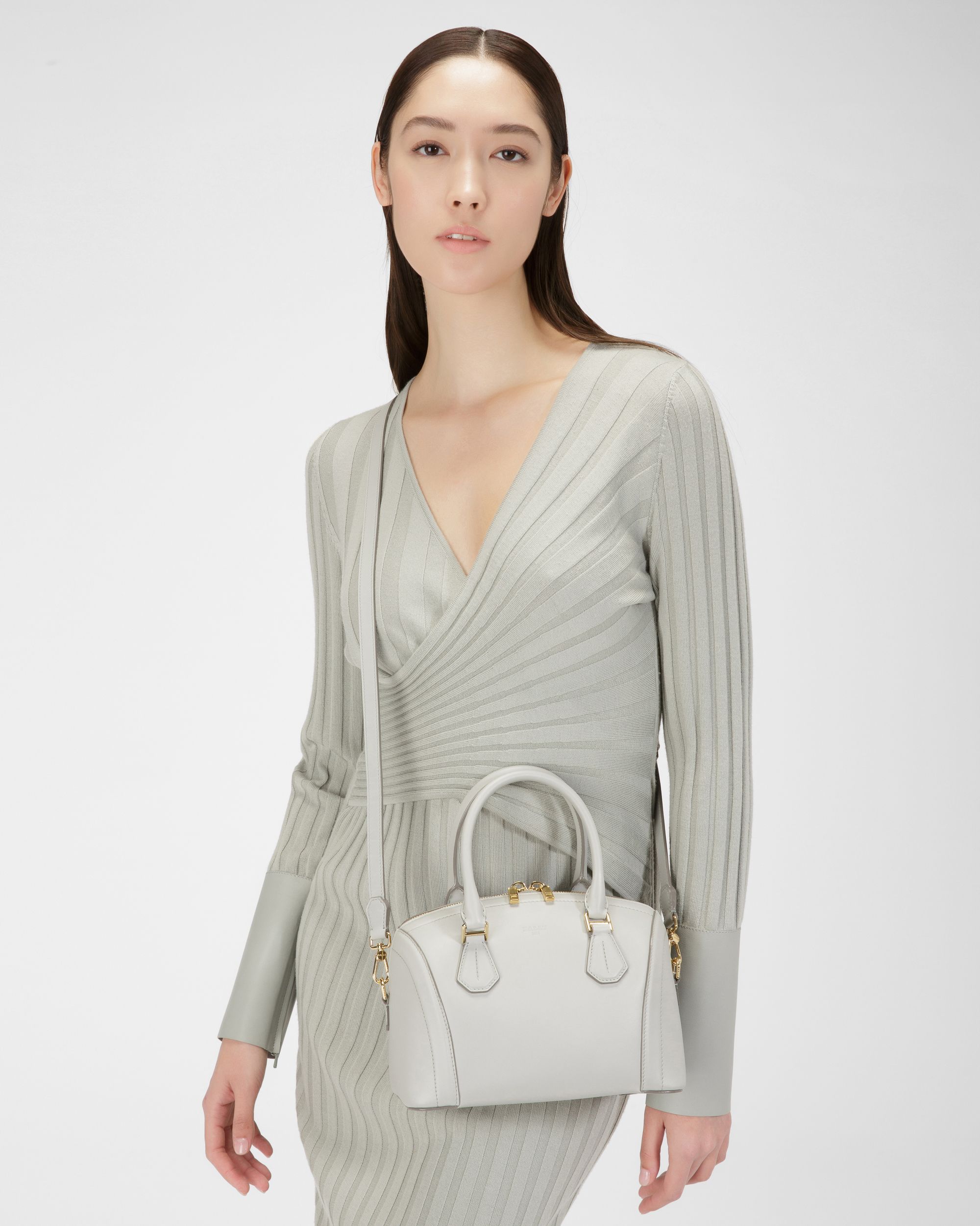 Saffi Small Leather Crossbody Bag In Light Blue - Women's - Bally - 03