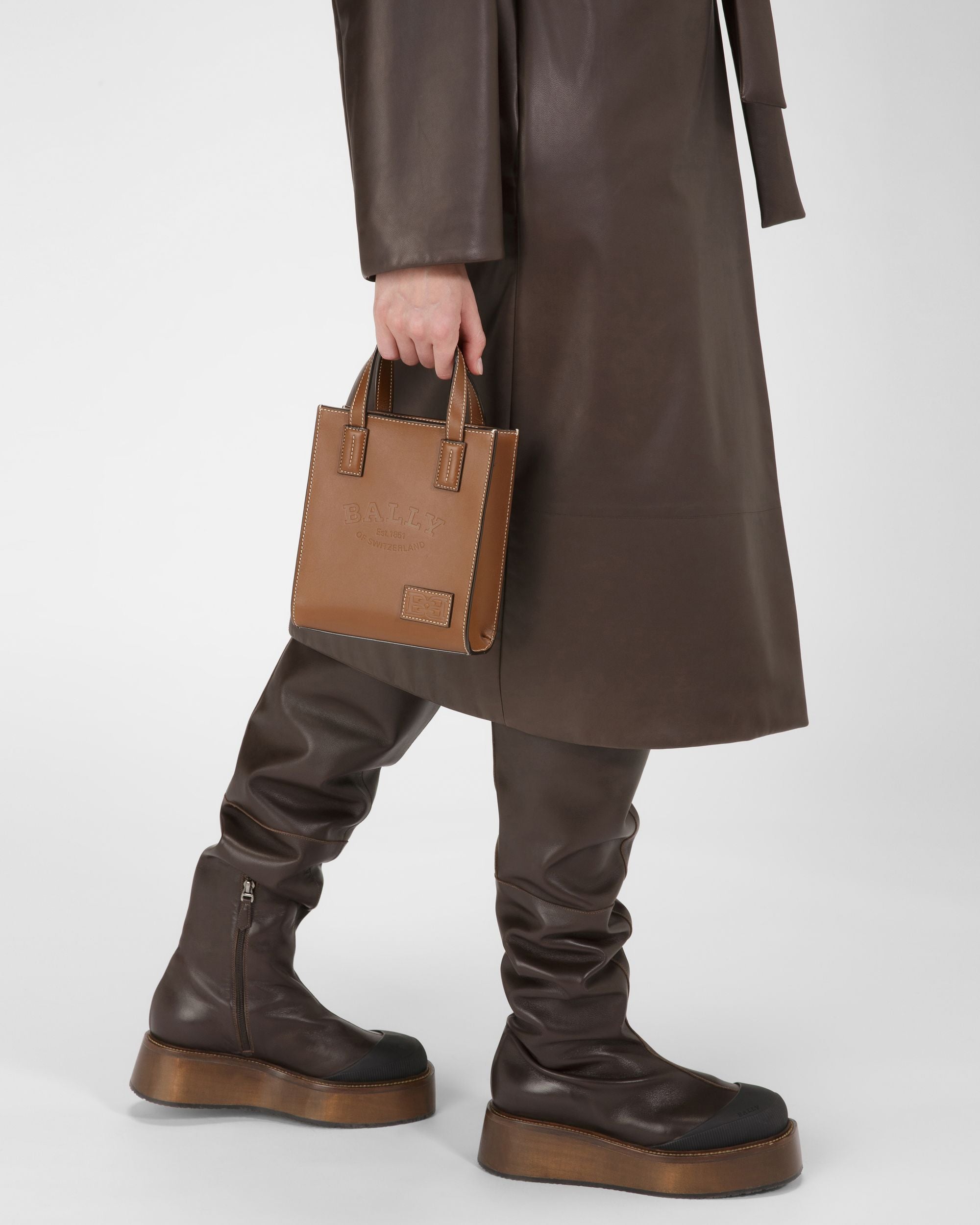 Crystalia Xs Leather Minibag In Brown - Women's - Bally - 02