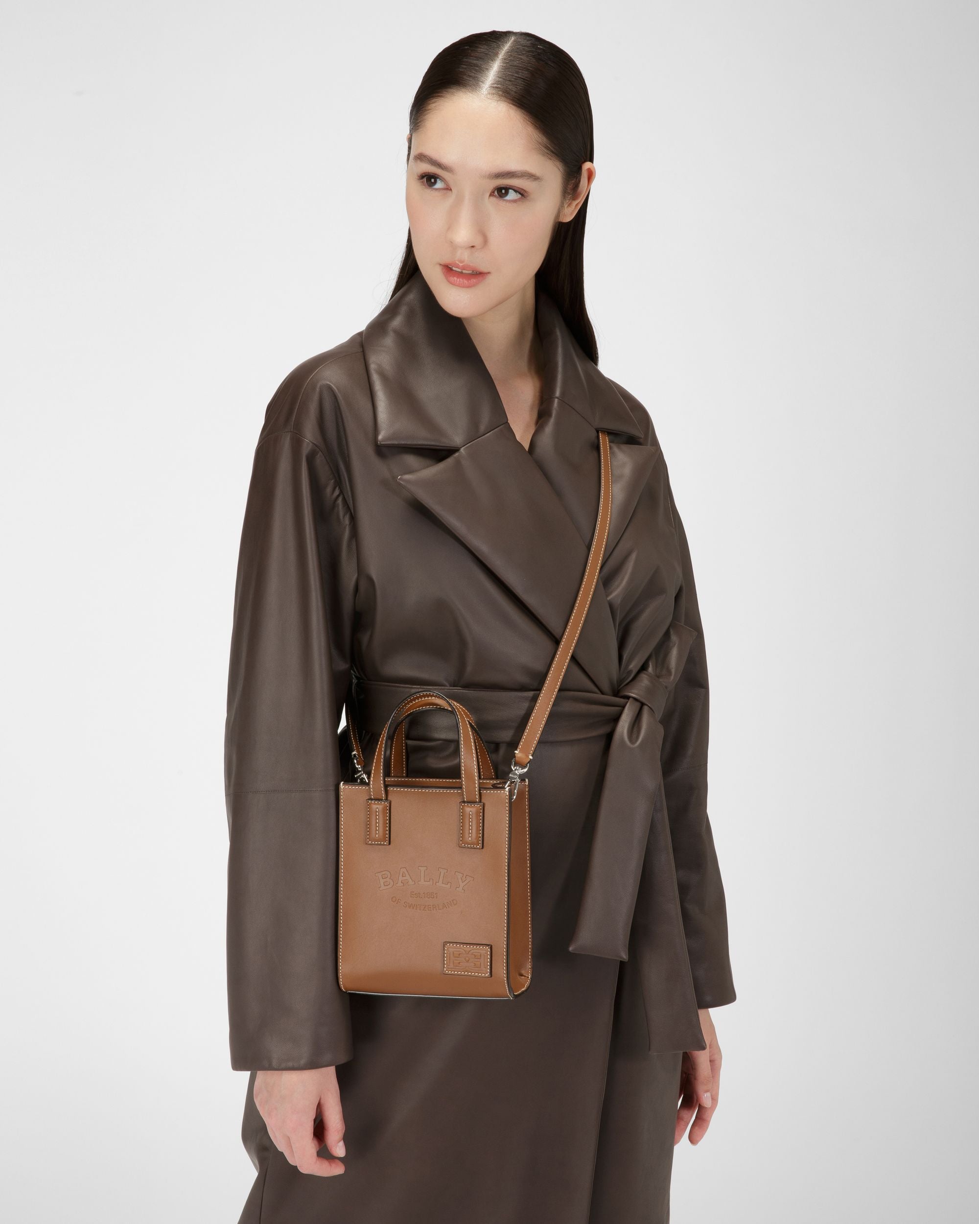 Crystalia Xs Leather Minibag In Brown - Women's - Bally - 06
