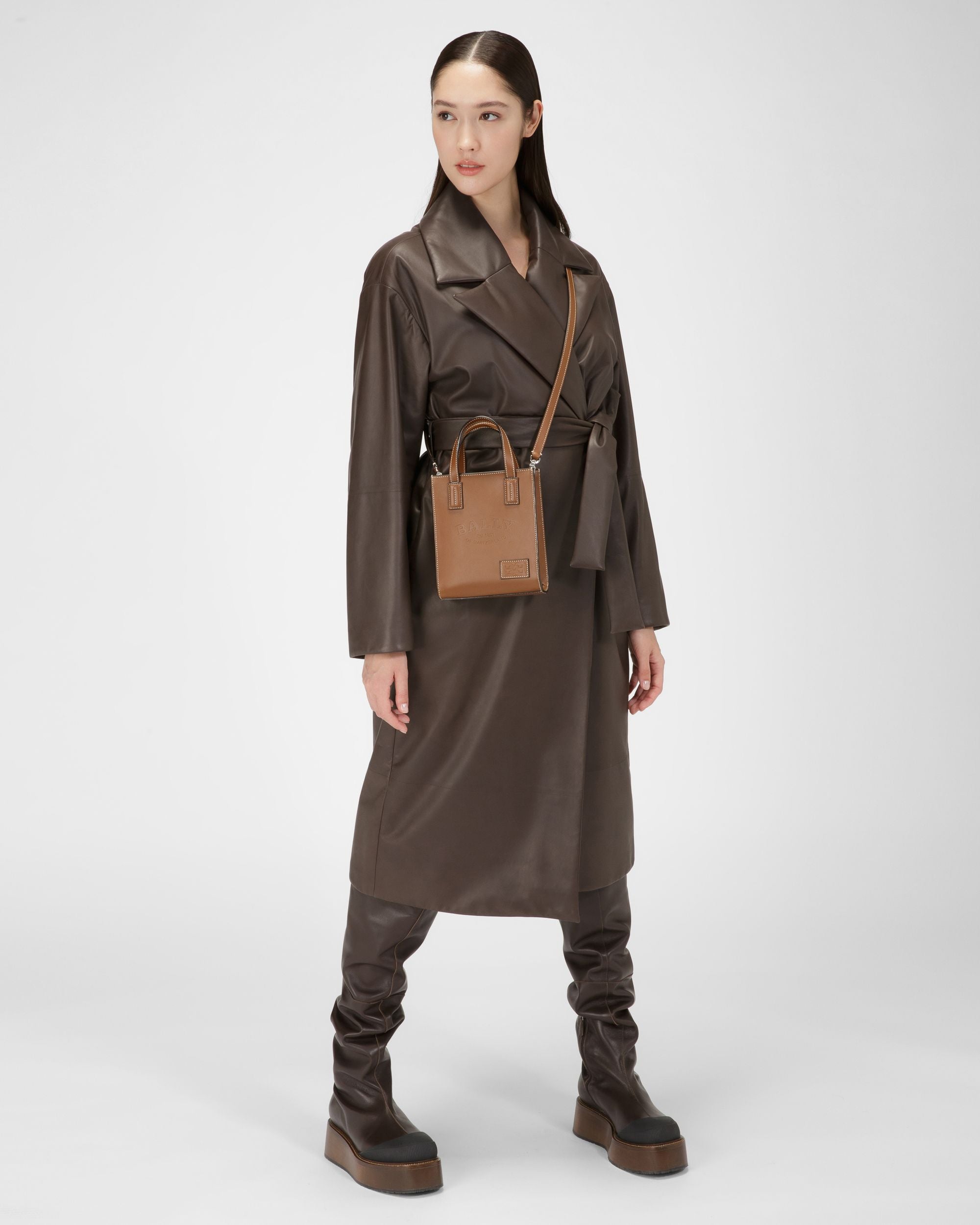 Crystalia Xs Leather Minibag In Brown - Women's - Bally - 07