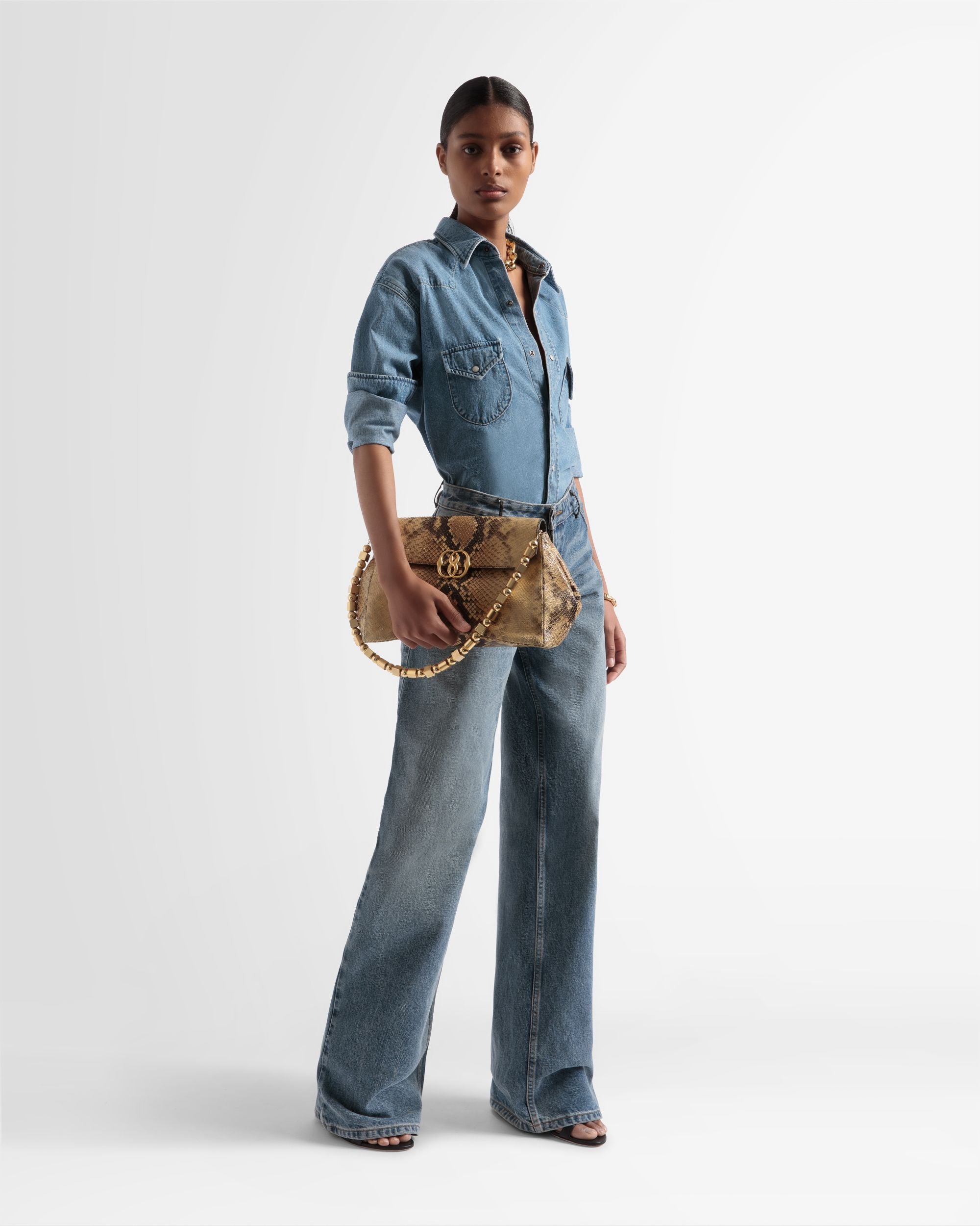 Emblem Shoulder Bag In Python Print - Women's - Bally - 02
