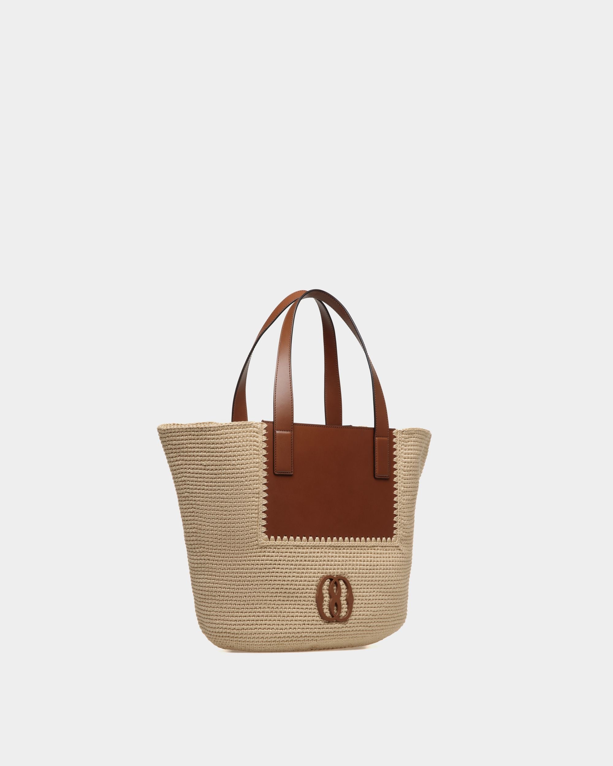 Lace Tote Bag in Cotton and Leather - Women's - Bally - 03