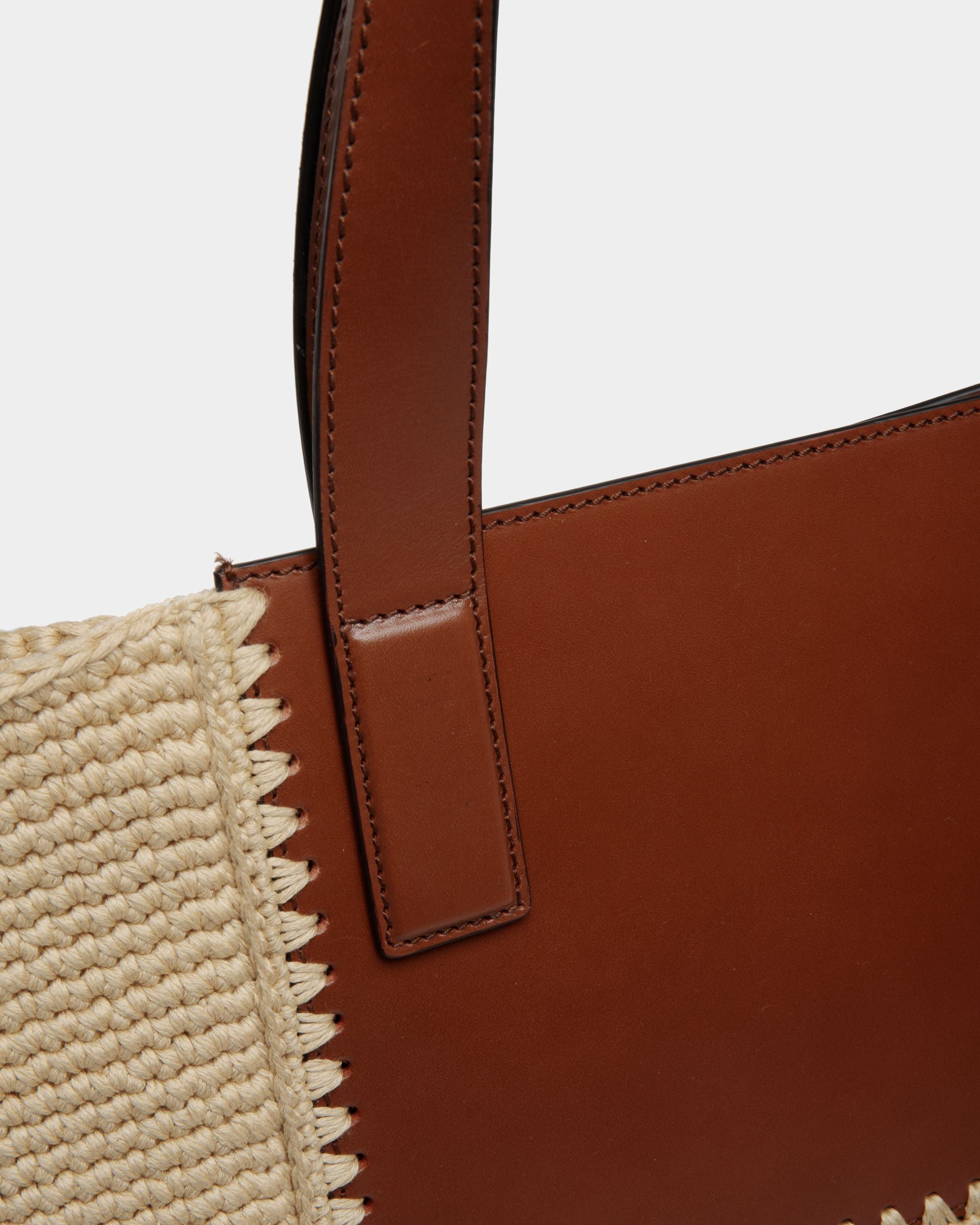 Lace Tote Bag in Cotton and Leather - Women's - Bally - 05