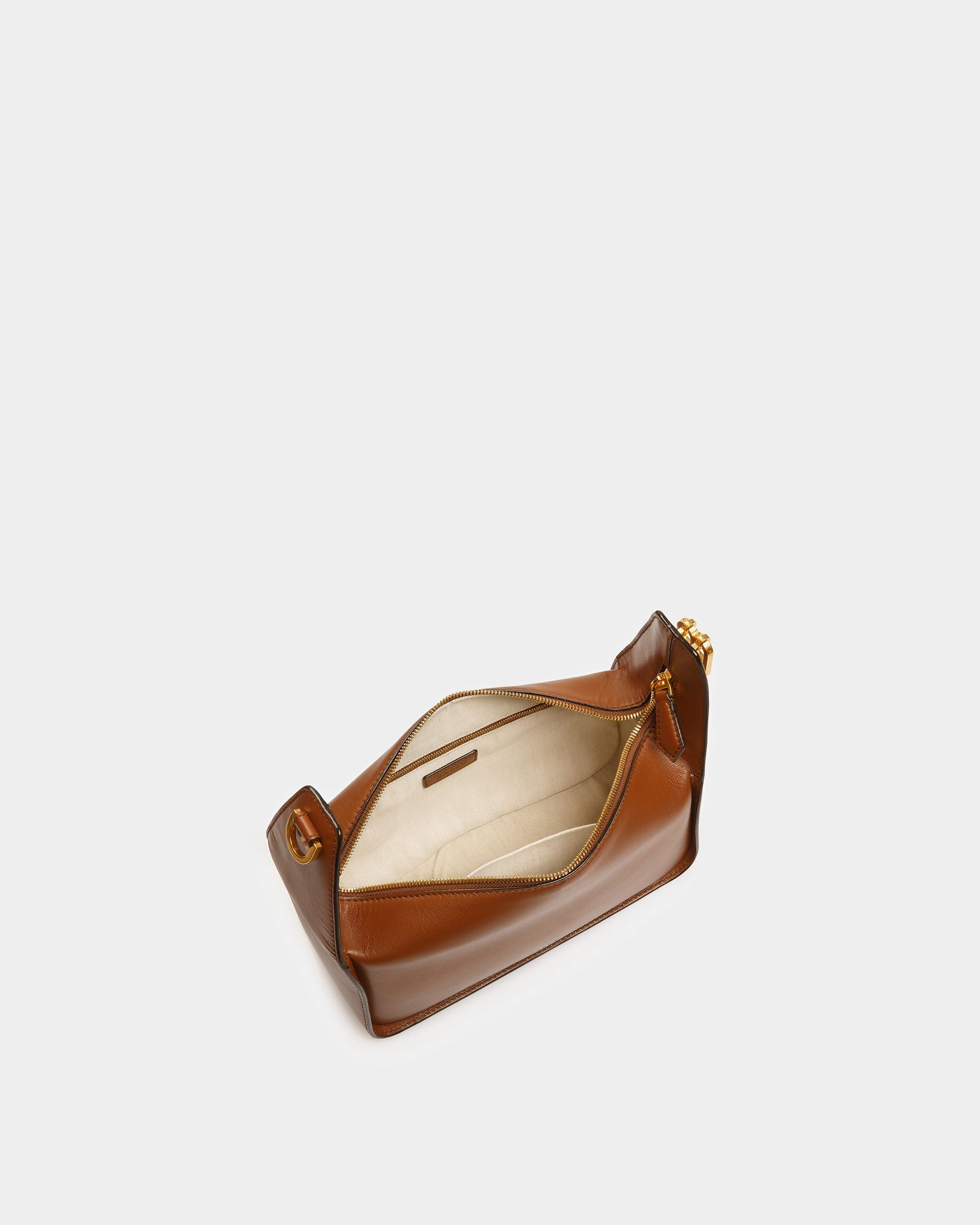 B-Hook Leather Shoulder Bag In Brown - Women's - Bally - 04