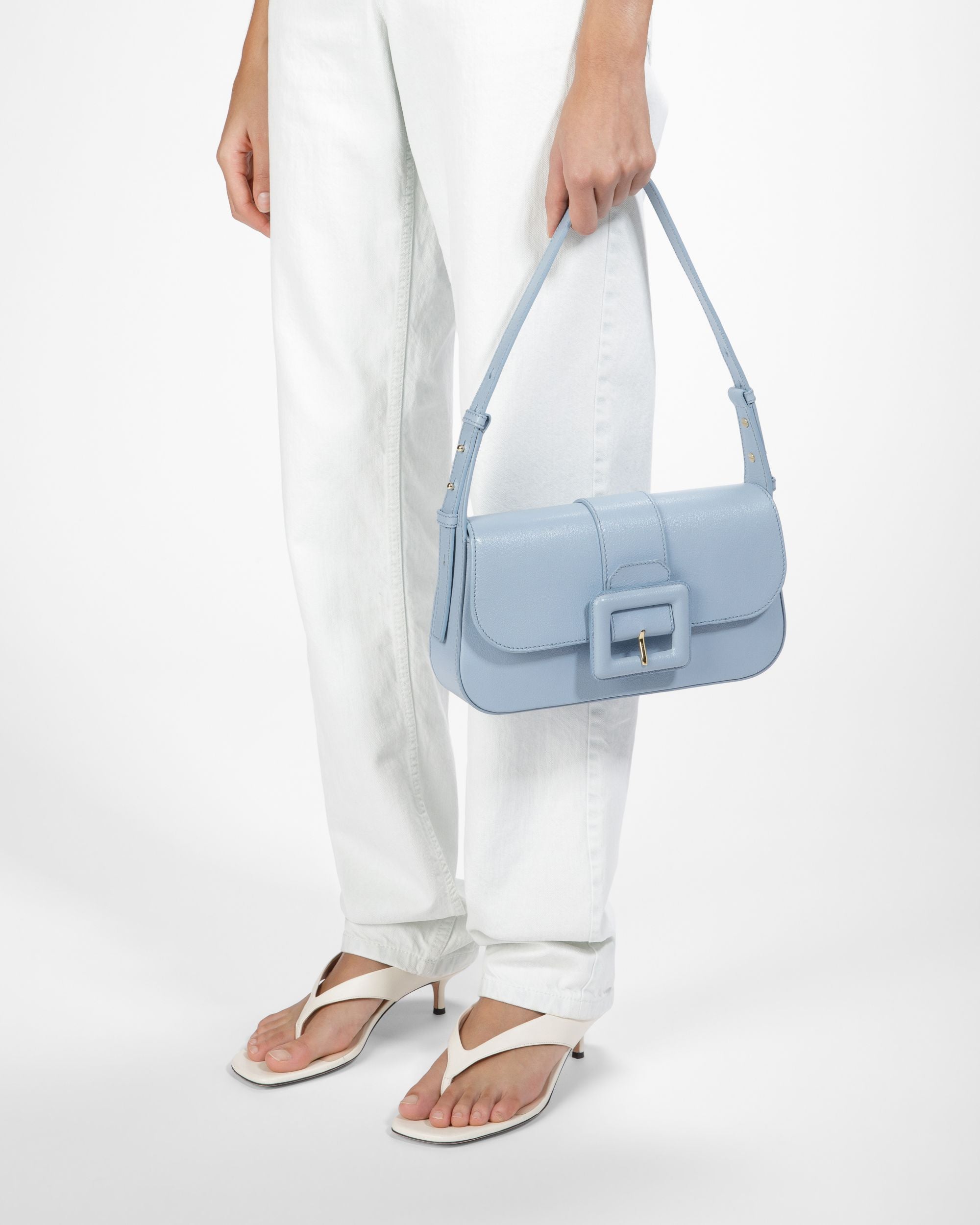 Jadha Leather Shoulder Bag In Light Blue - Women's - Bally - 08