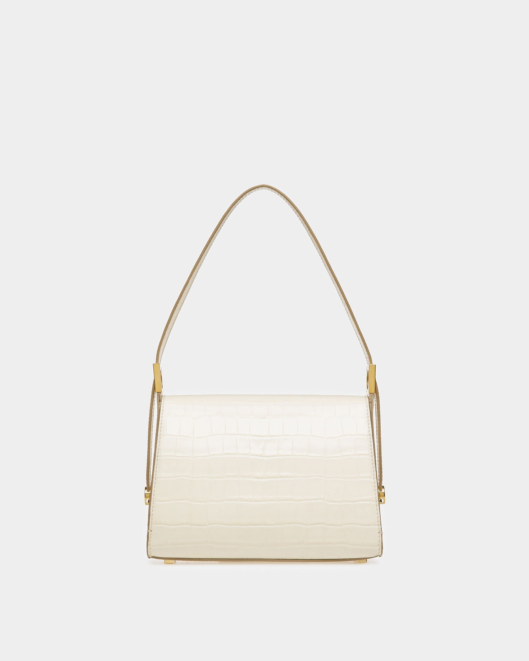 Emblem Top Handle In Crocodile Embossed Leather - Women's - Bally - 03