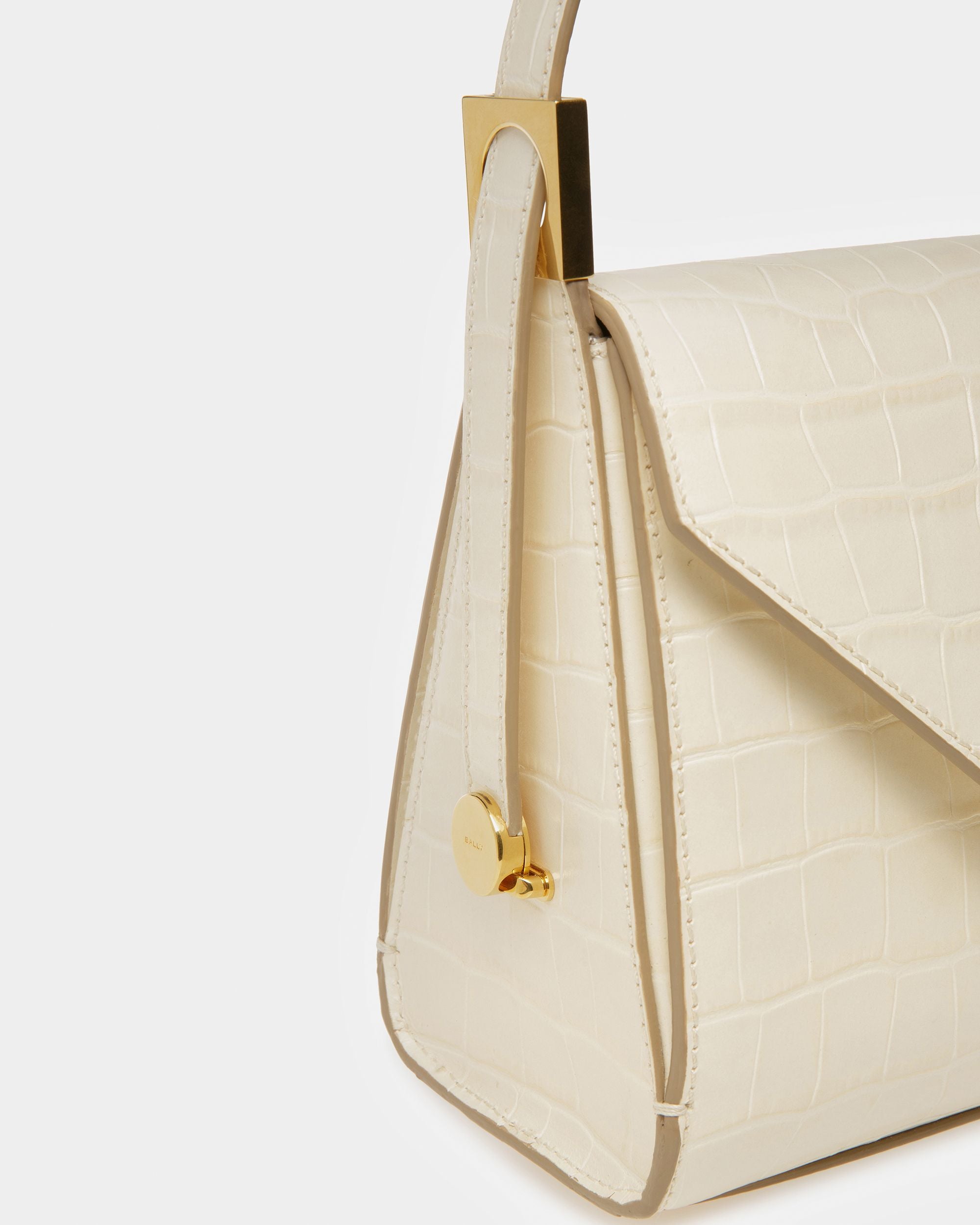 Emblem Top Handle In Crocodile Embossed Leather - Women's - Bally - 06