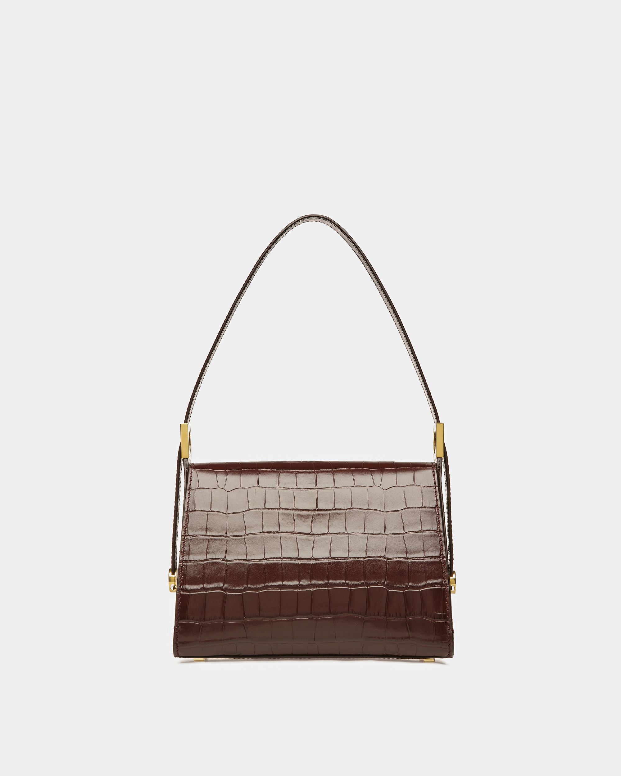Emblem Top Handle In Crocodile Embossed Leather - Women's - Bally - 03