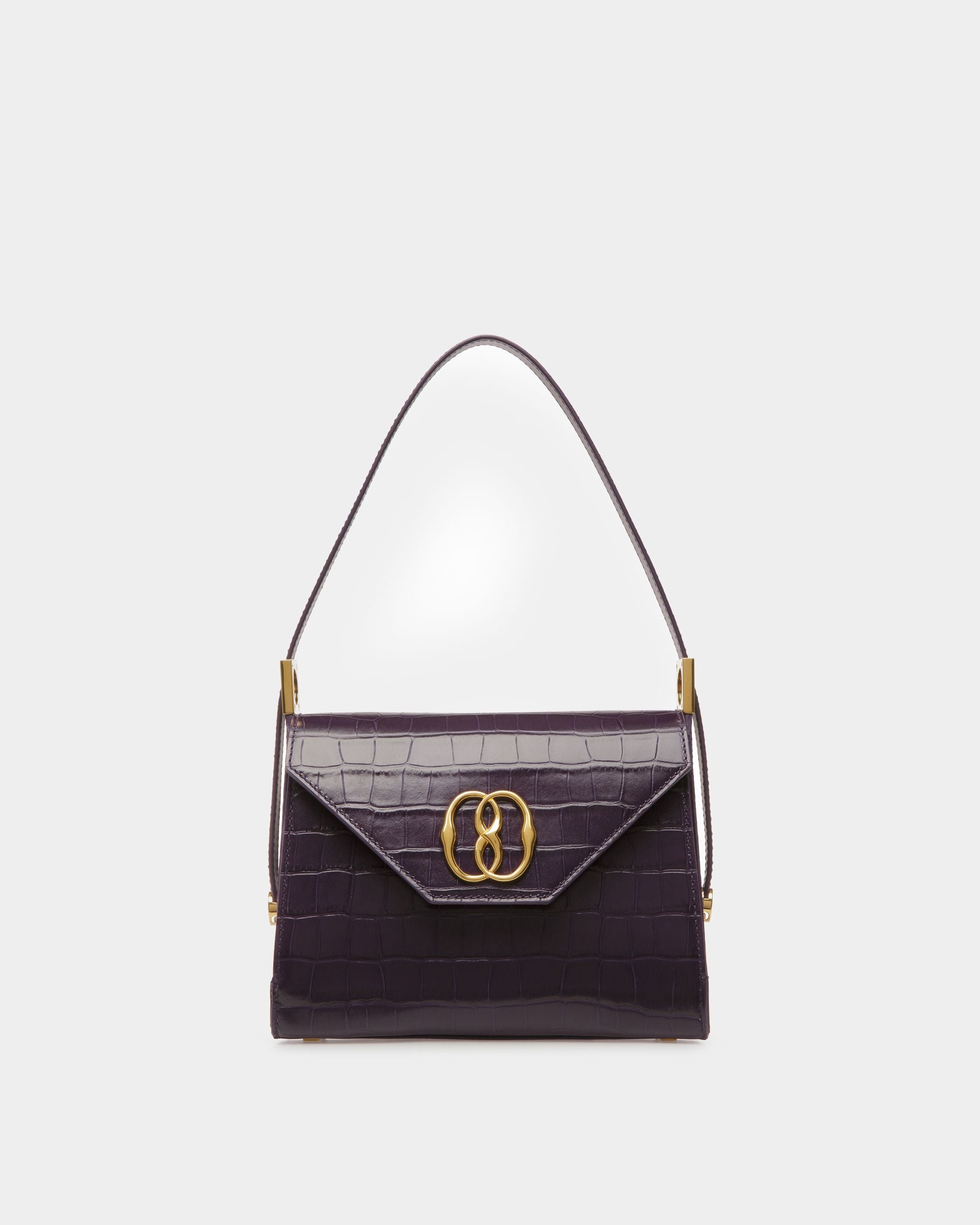 Emblem Top Handle Bag In Orchid Leather - Women's - Bally - 01