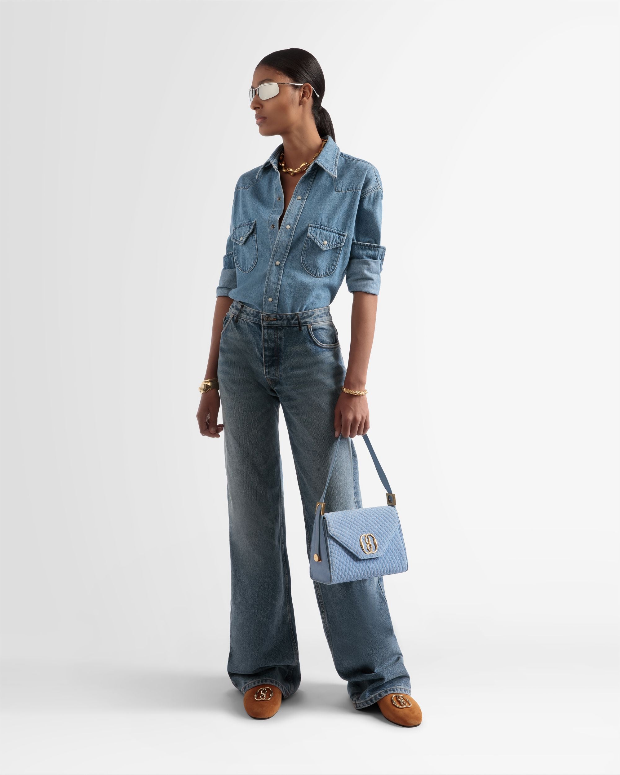 Emblem Top Handle In Quilted Suede - Women's - Bally - 02
