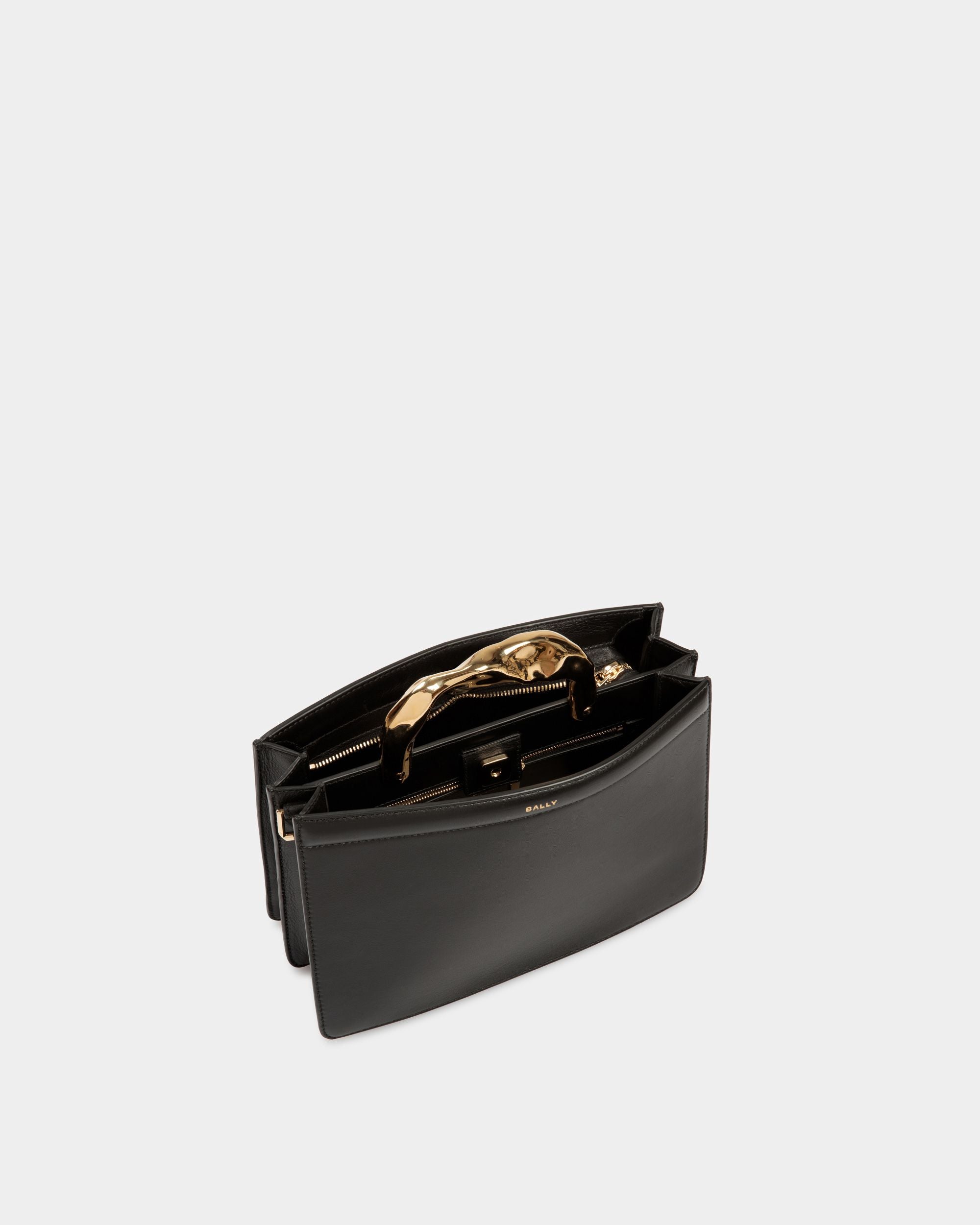 Baroque Top Handle Bag In Black Leather - Women's - Bally - 05