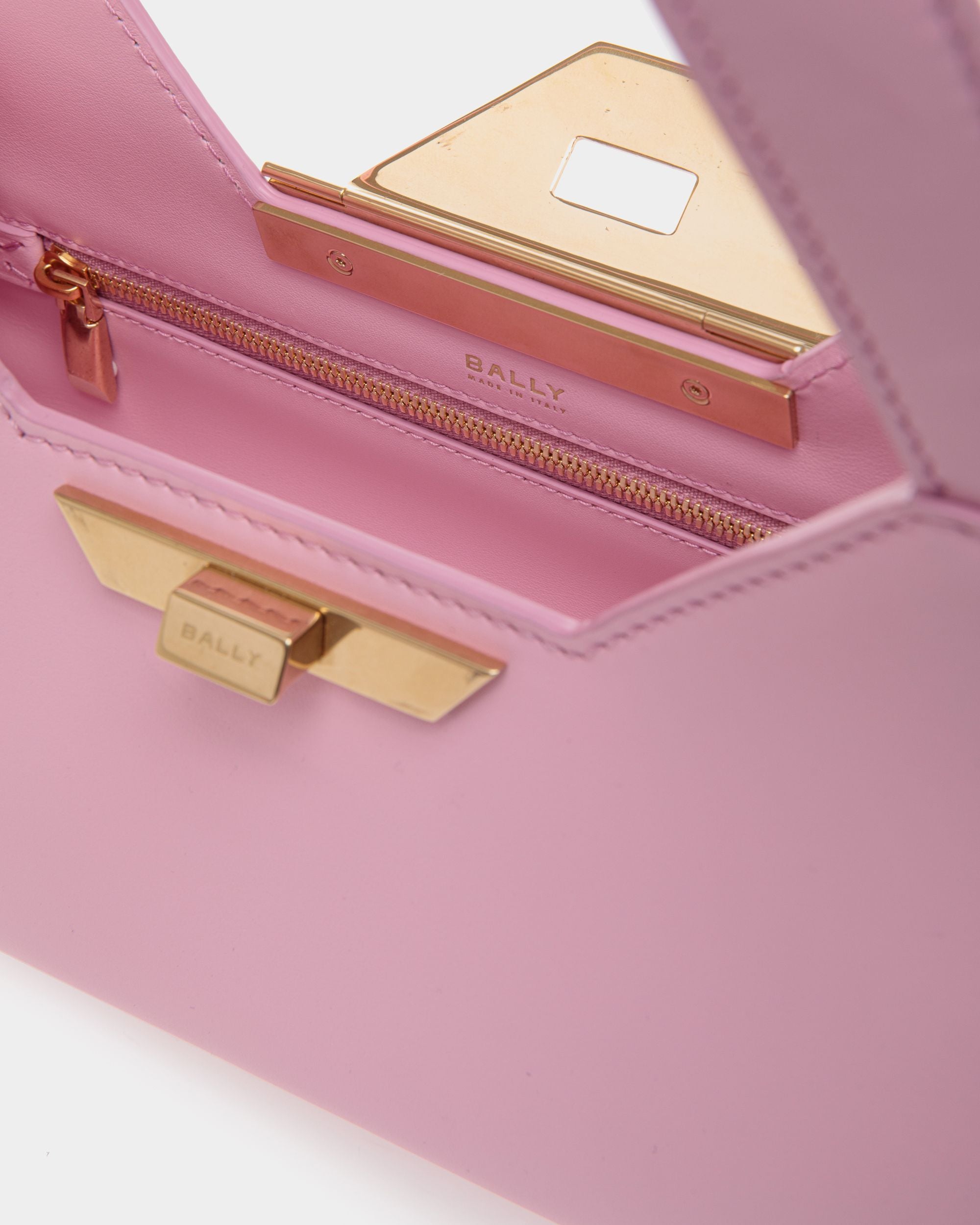 Tilt Shoulder Bag in Pink Leather - Women's - Bally - 04