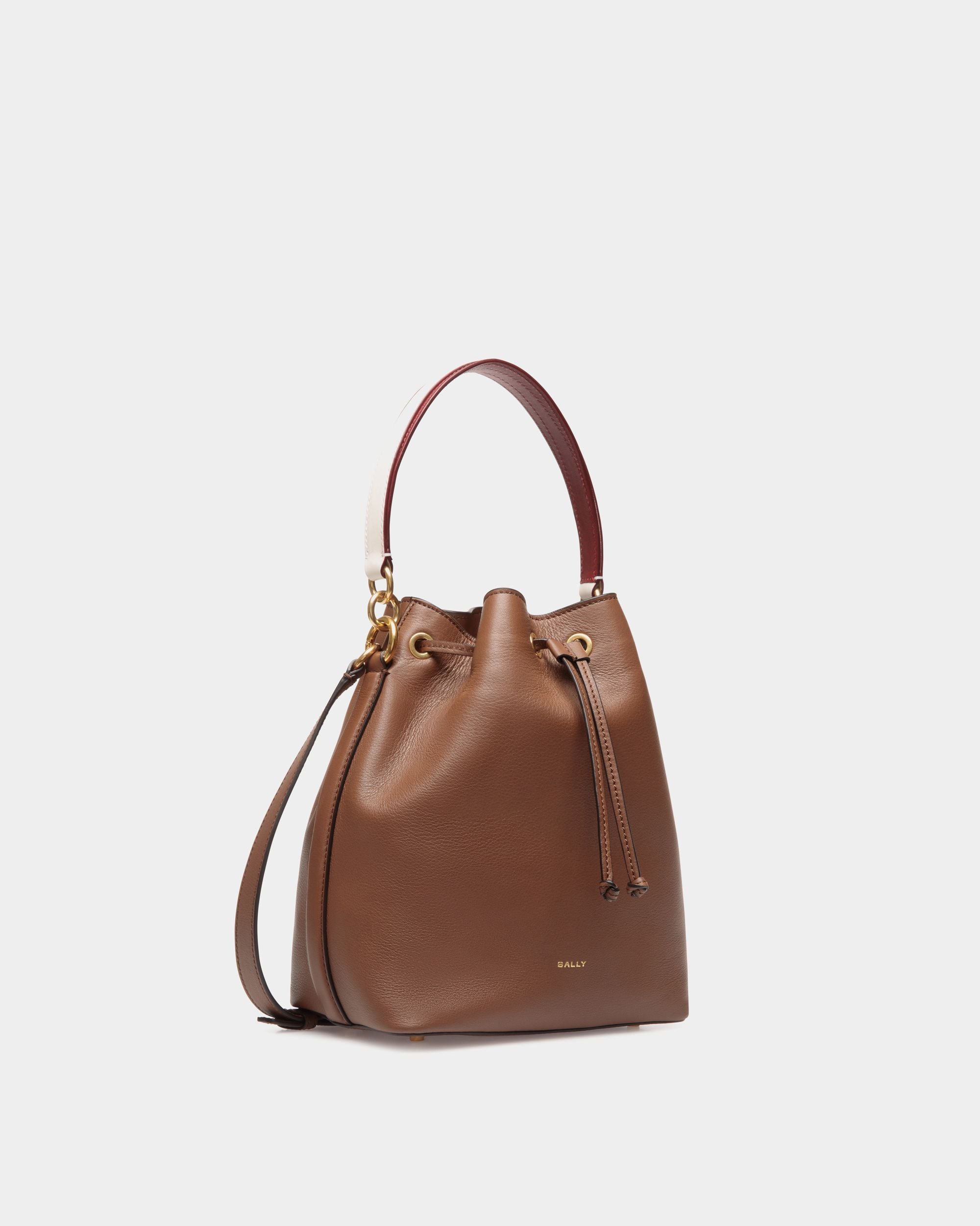 Code Bucket Bag In Brown Leather - Women's - Bally - 03