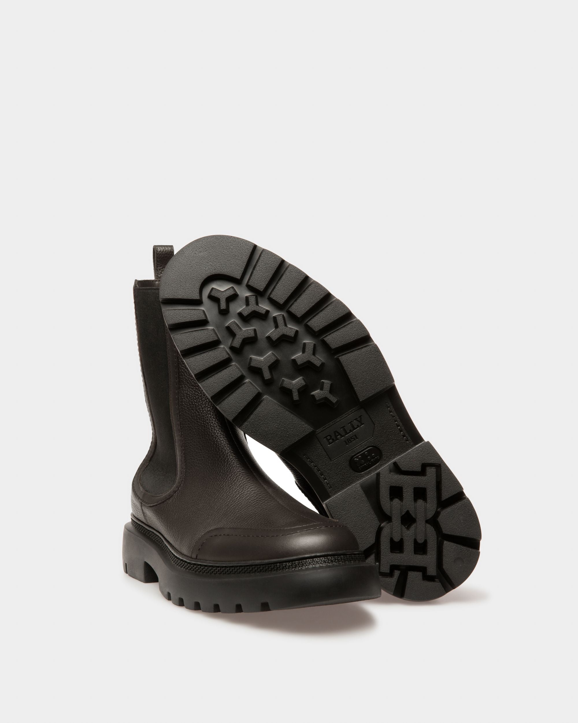 Ginny Flat Leather Boots In Black - Women's - Bally - 05