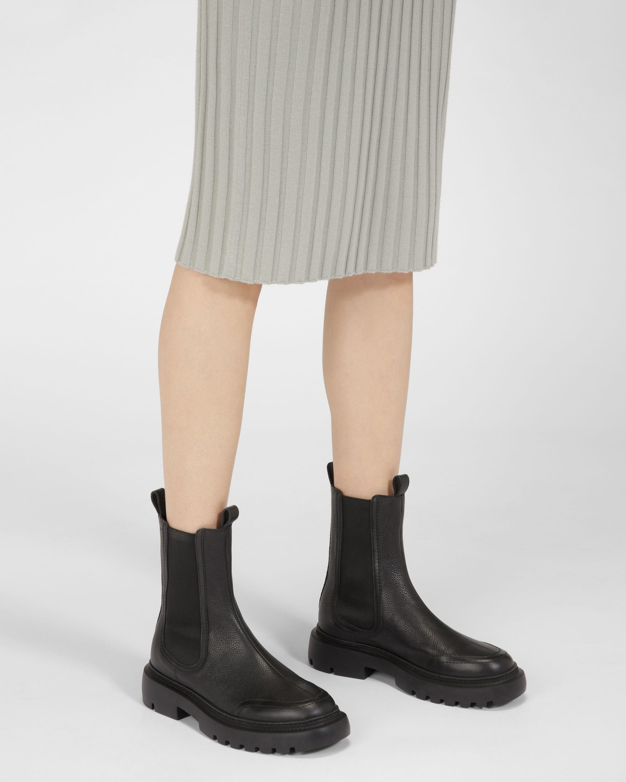 Ginny Flat Leather Boots In Black - Women's - Bally - 07