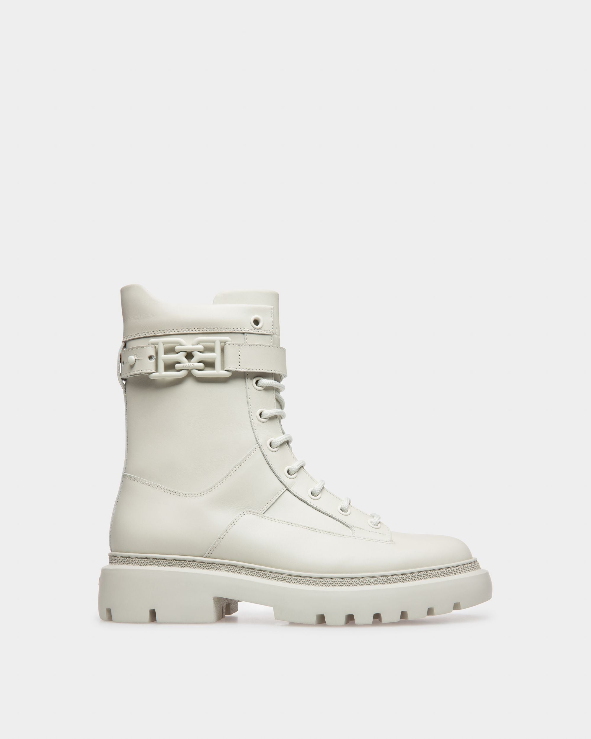 Gioele Leather Booties In Denty White - Women's - Bally - 01