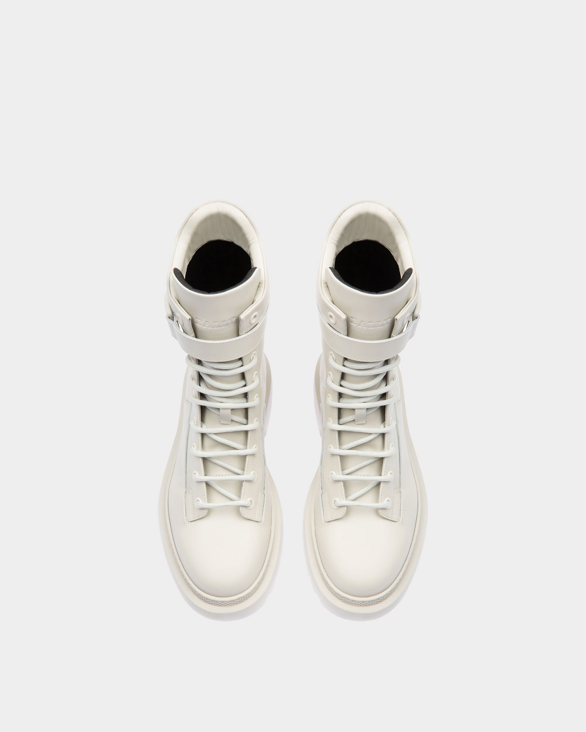 Gioele Leather Booties In Denty White - Women's - Bally - 02