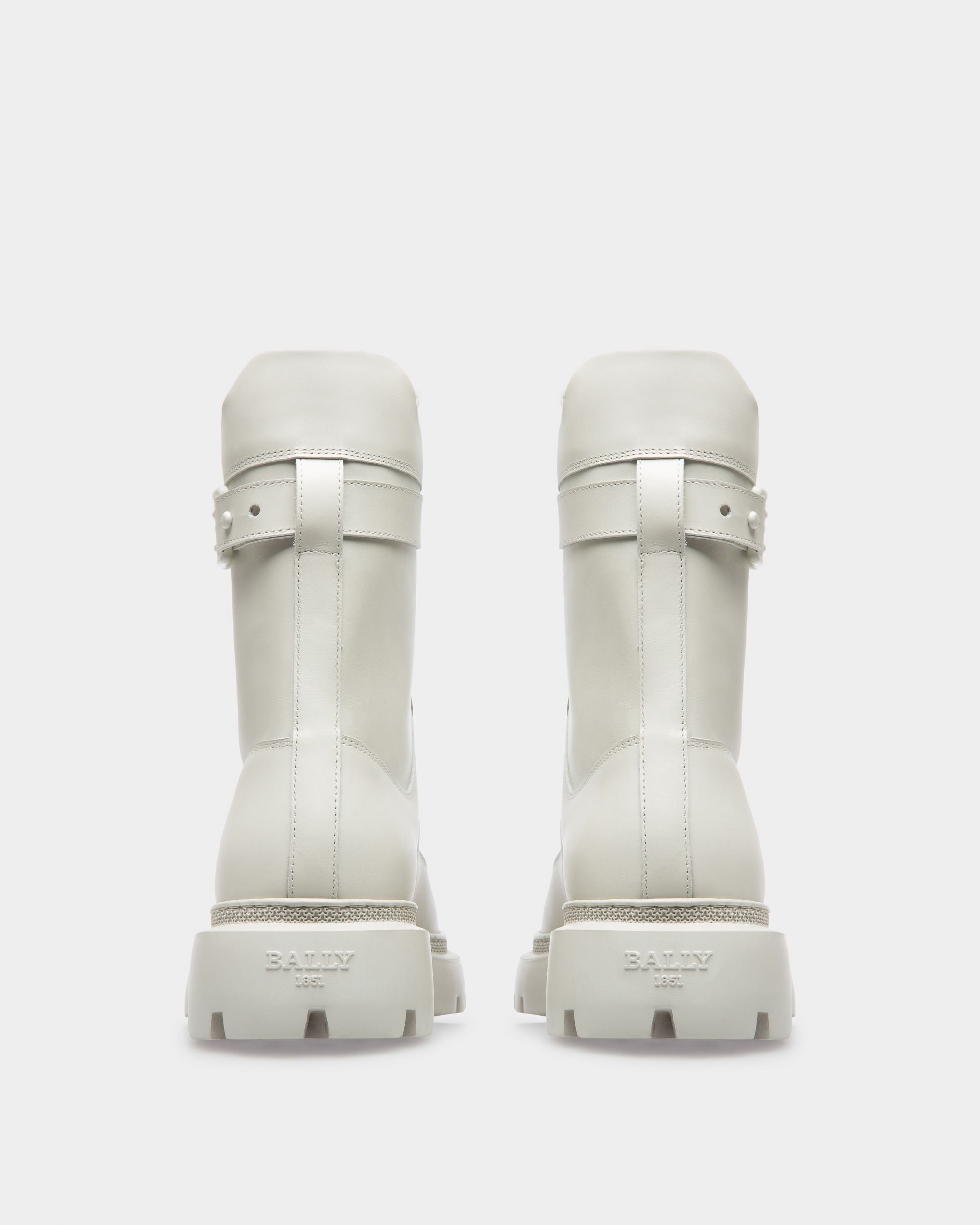 Gioele Leather Booties In Denty White - Women's - Bally - 04
