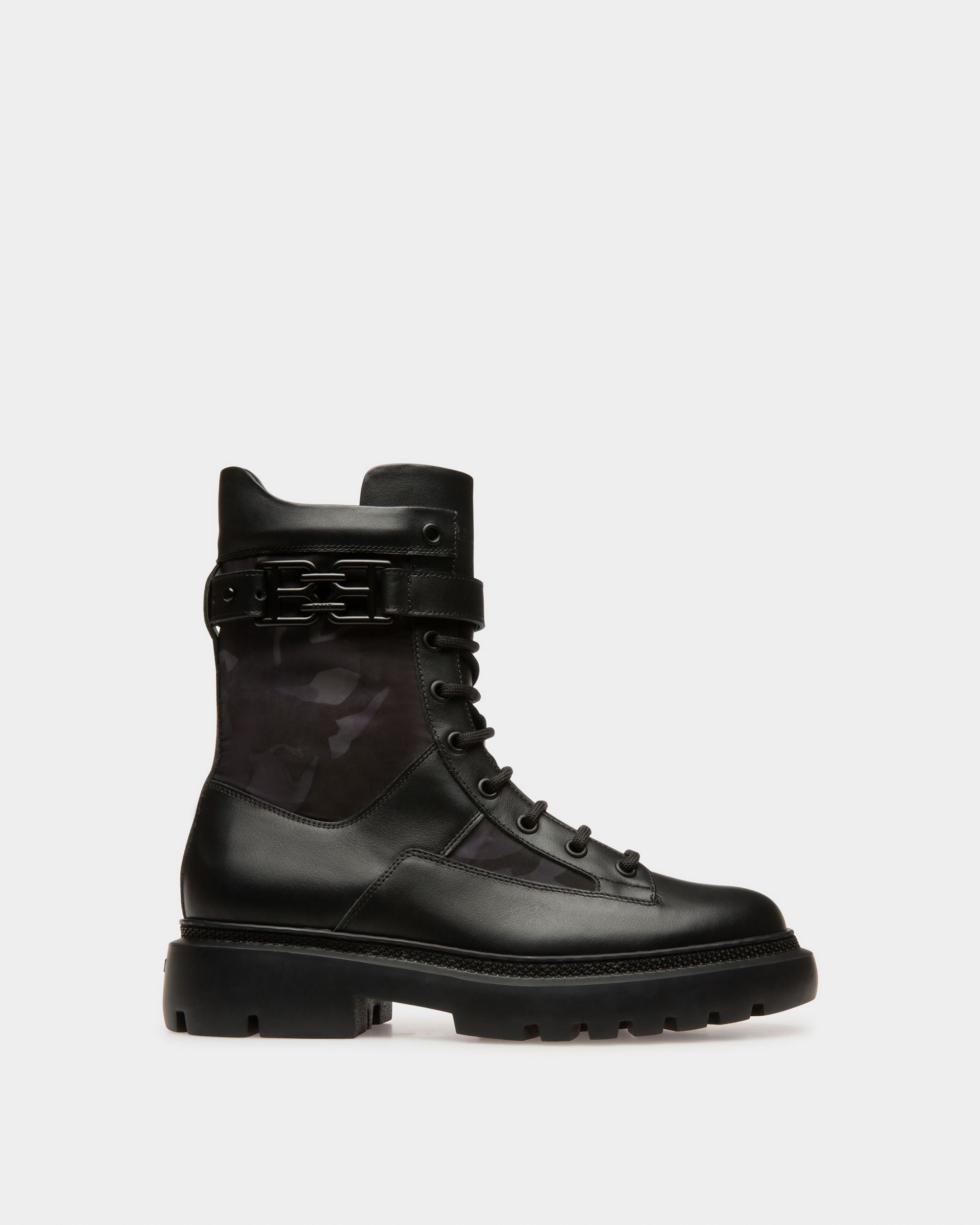 Gioele Leather And Recycled Polyester Boots In Black - Women's - Bally - 01